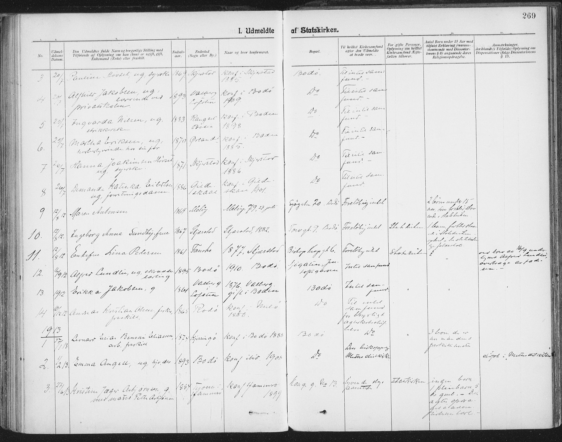 Ministerialprotokoller, klokkerbøker og fødselsregistre - Nordland, SAT/A-1459/801/L0012: Parish register (official) no. 801A12, 1900-1916, p. 269