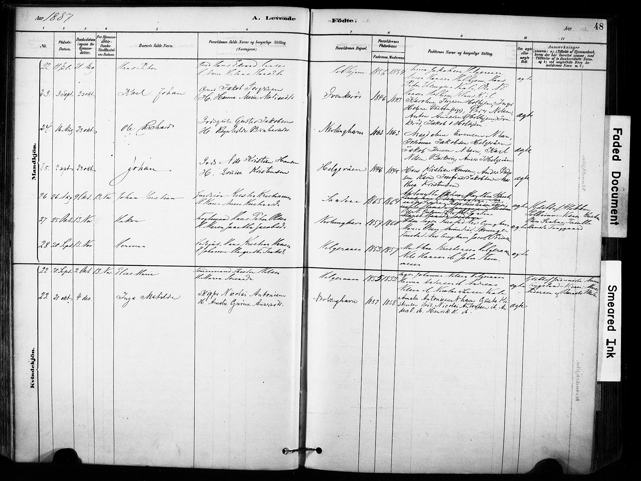 Brunlanes kirkebøker, SAKO/A-342/F/Fb/L0001: Parish register (official) no. II 1, 1878-1899, p. 48