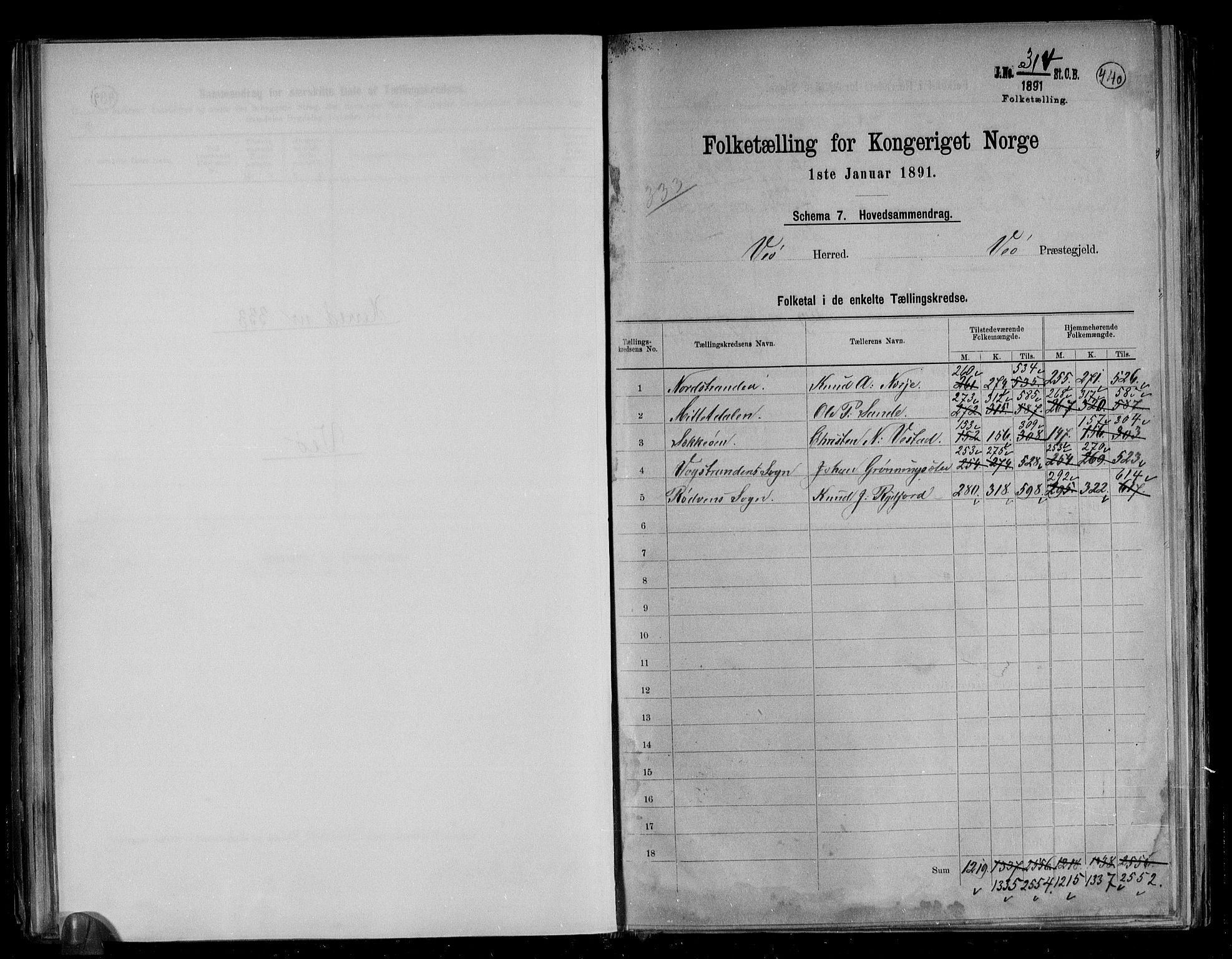 RA, 1891 census for 1541 Veøy, 1891, p. 2