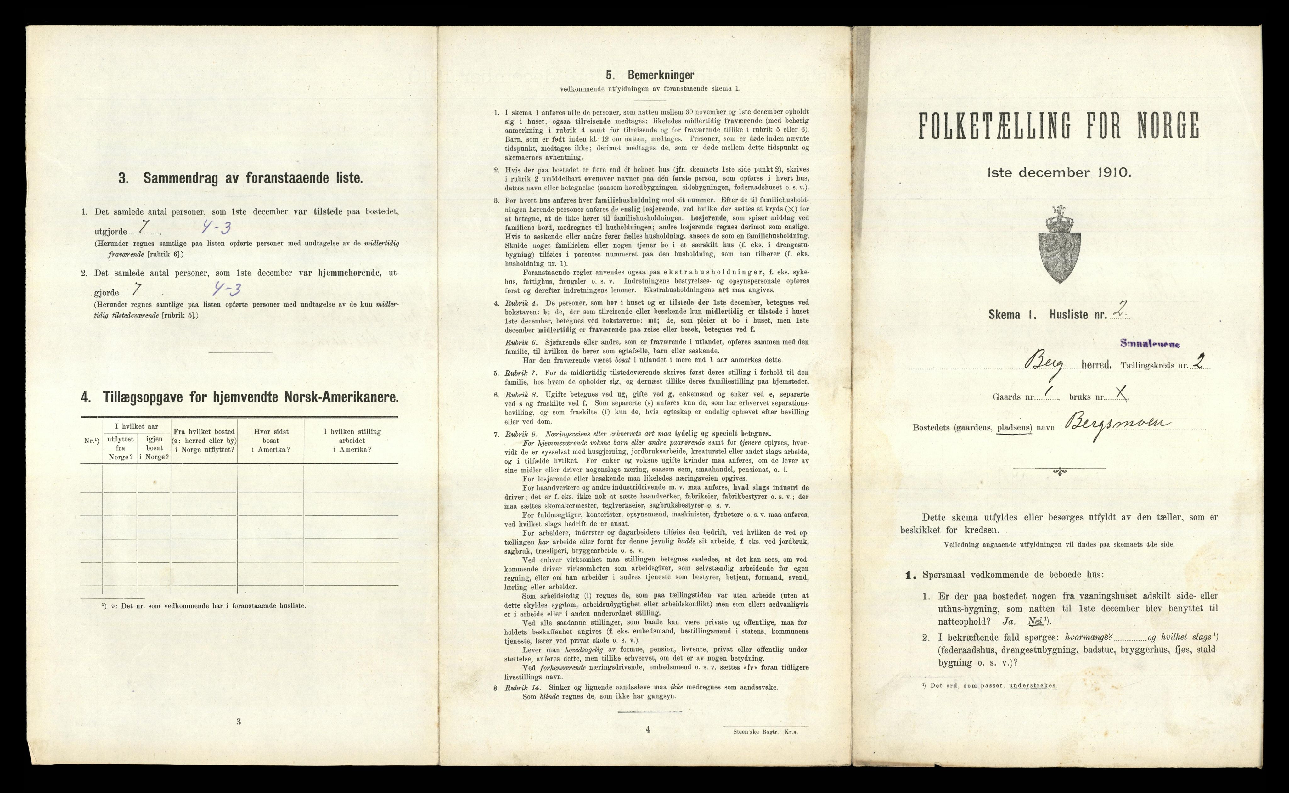 RA, 1910 census for Berg, 1910, p. 357