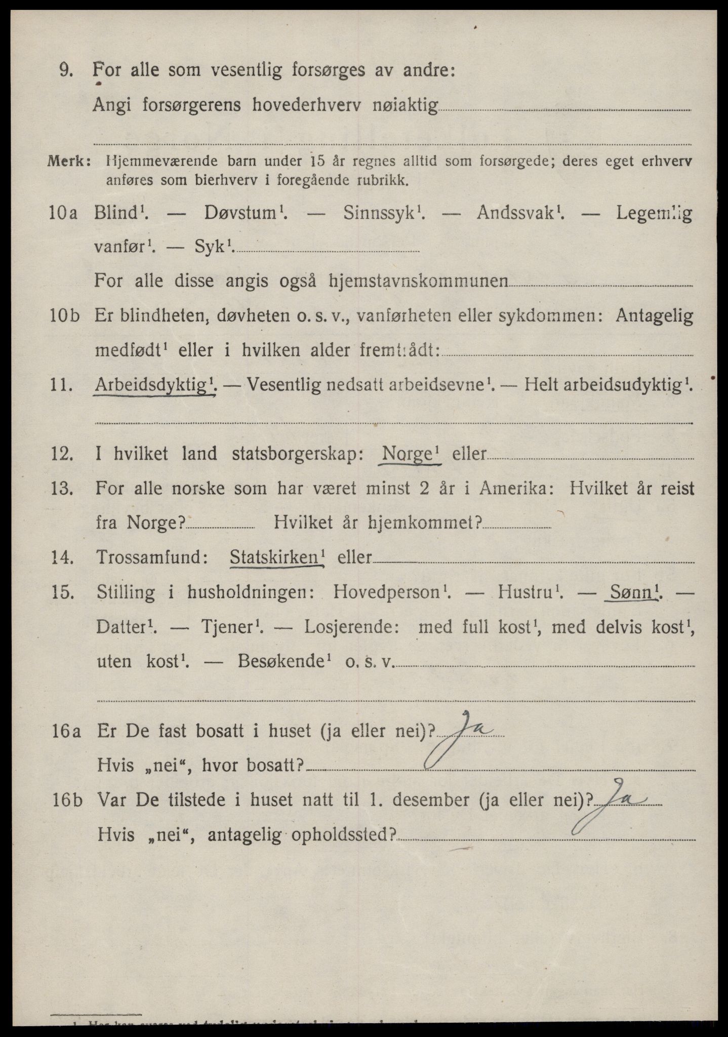 SAT, 1920 census for Tustna, 1920, p. 3694