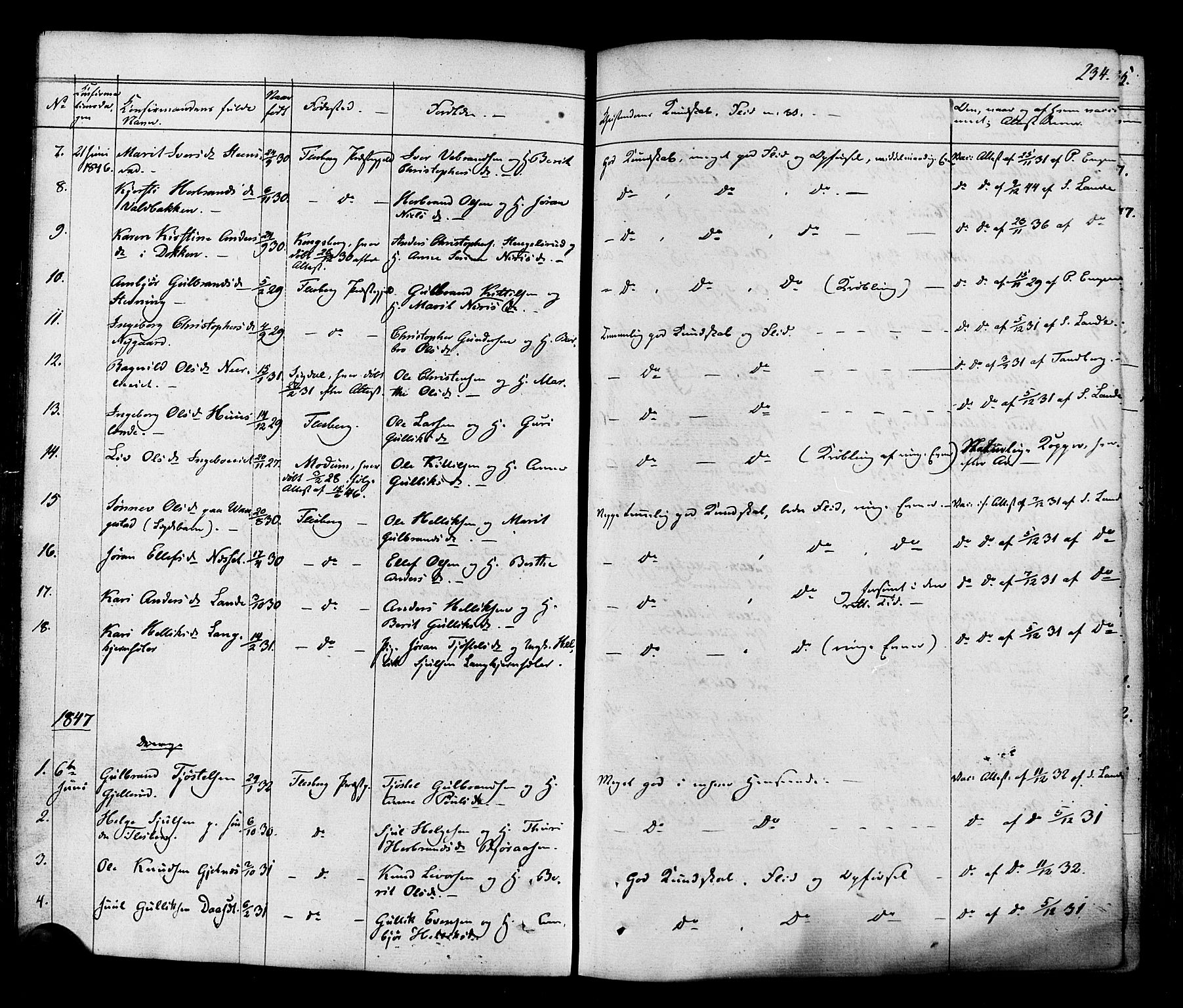 Flesberg kirkebøker, AV/SAKO-A-18/F/Fa/L0006: Parish register (official) no. I 6, 1834-1860, p. 234