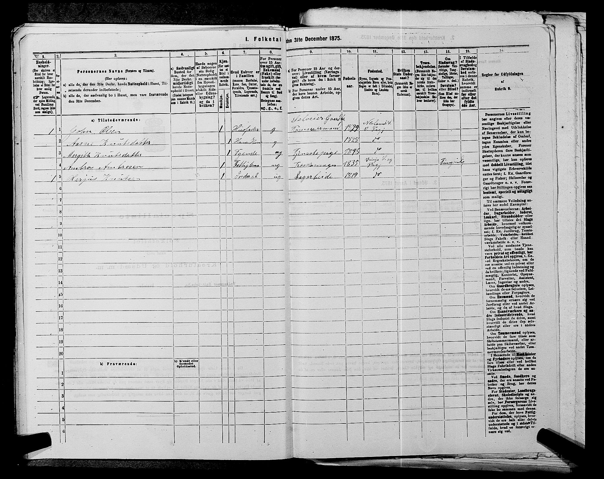 SAKO, 1875 census for 0834P Vinje, 1875, p. 142