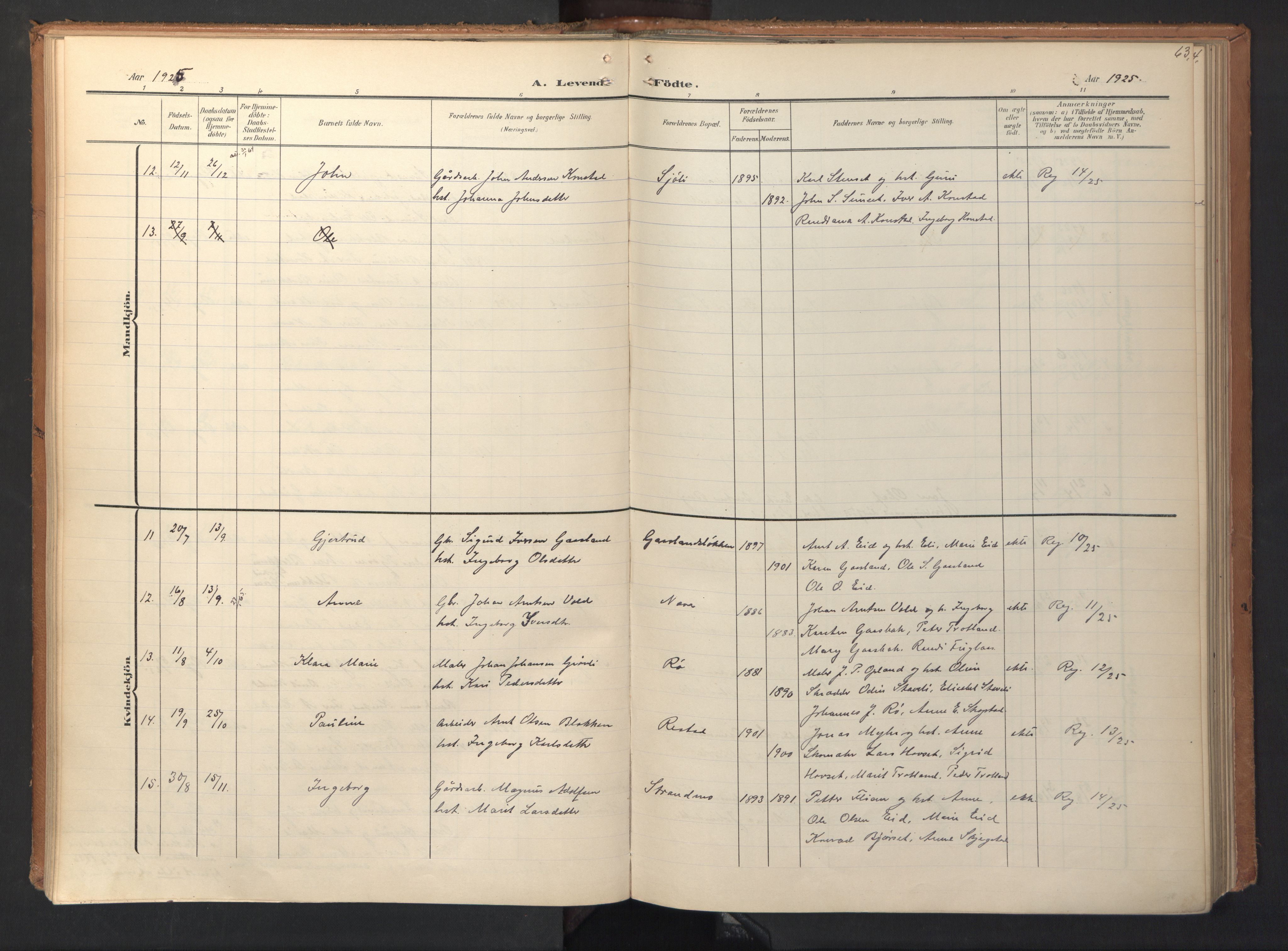 Ministerialprotokoller, klokkerbøker og fødselsregistre - Sør-Trøndelag, SAT/A-1456/694/L1128: Parish register (official) no. 694A02, 1906-1931, p. 63