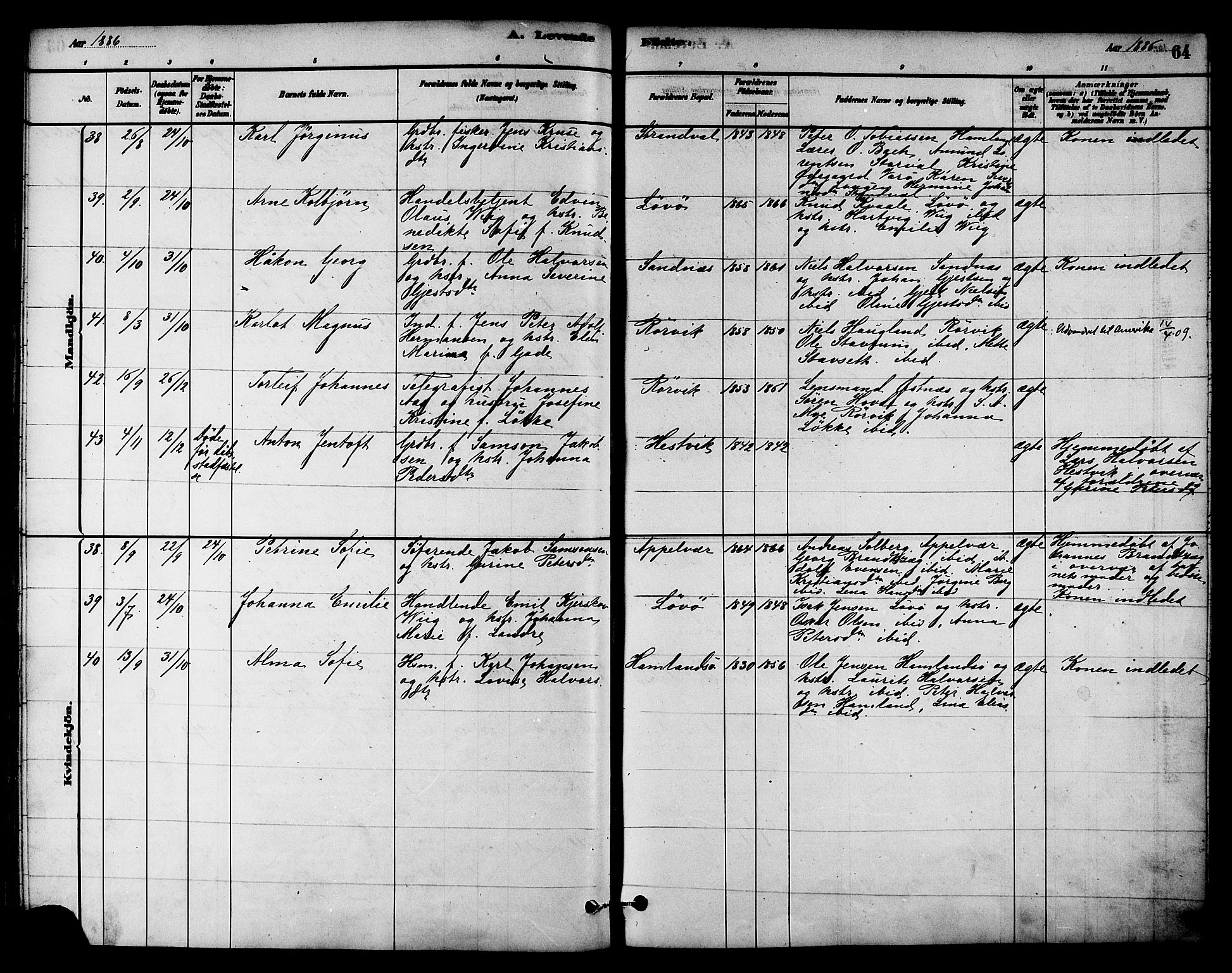 Ministerialprotokoller, klokkerbøker og fødselsregistre - Nord-Trøndelag, AV/SAT-A-1458/784/L0672: Parish register (official) no. 784A07, 1880-1887, p. 64