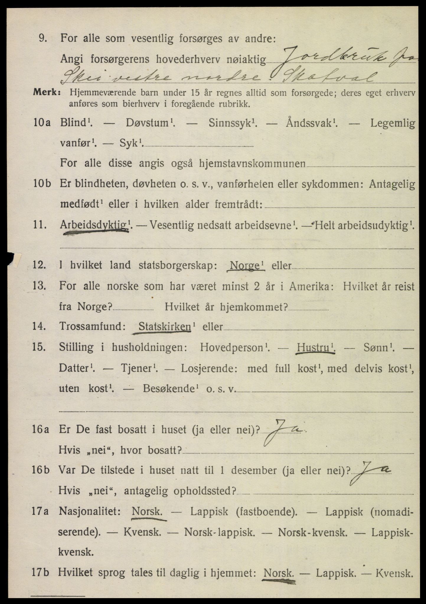 SAT, 1920 census for Skatval, 1920, p. 1140