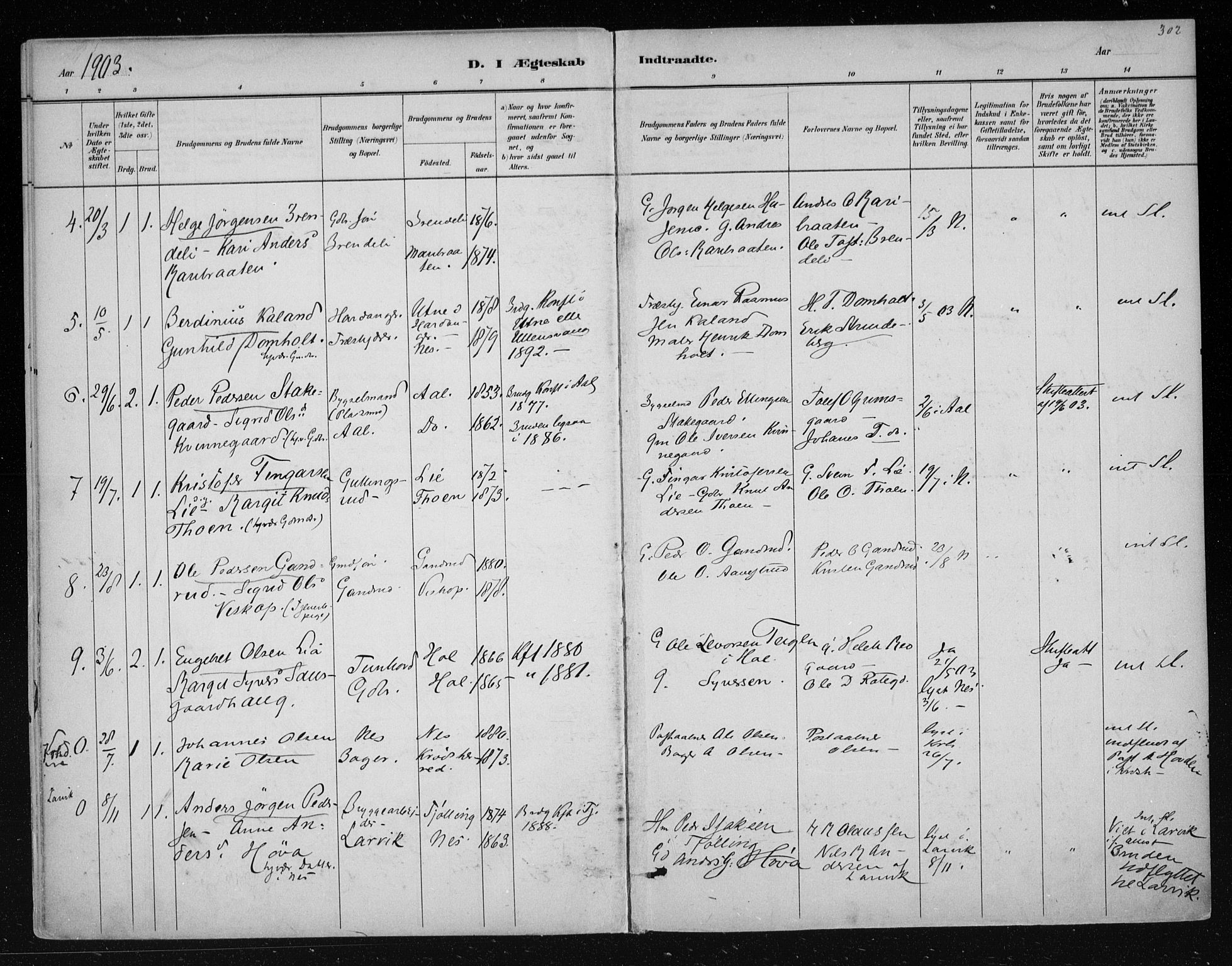 Nes kirkebøker, AV/SAKO-A-236/F/Fa/L0011: Parish register (official) no. 11, 1881-1912, p. 302