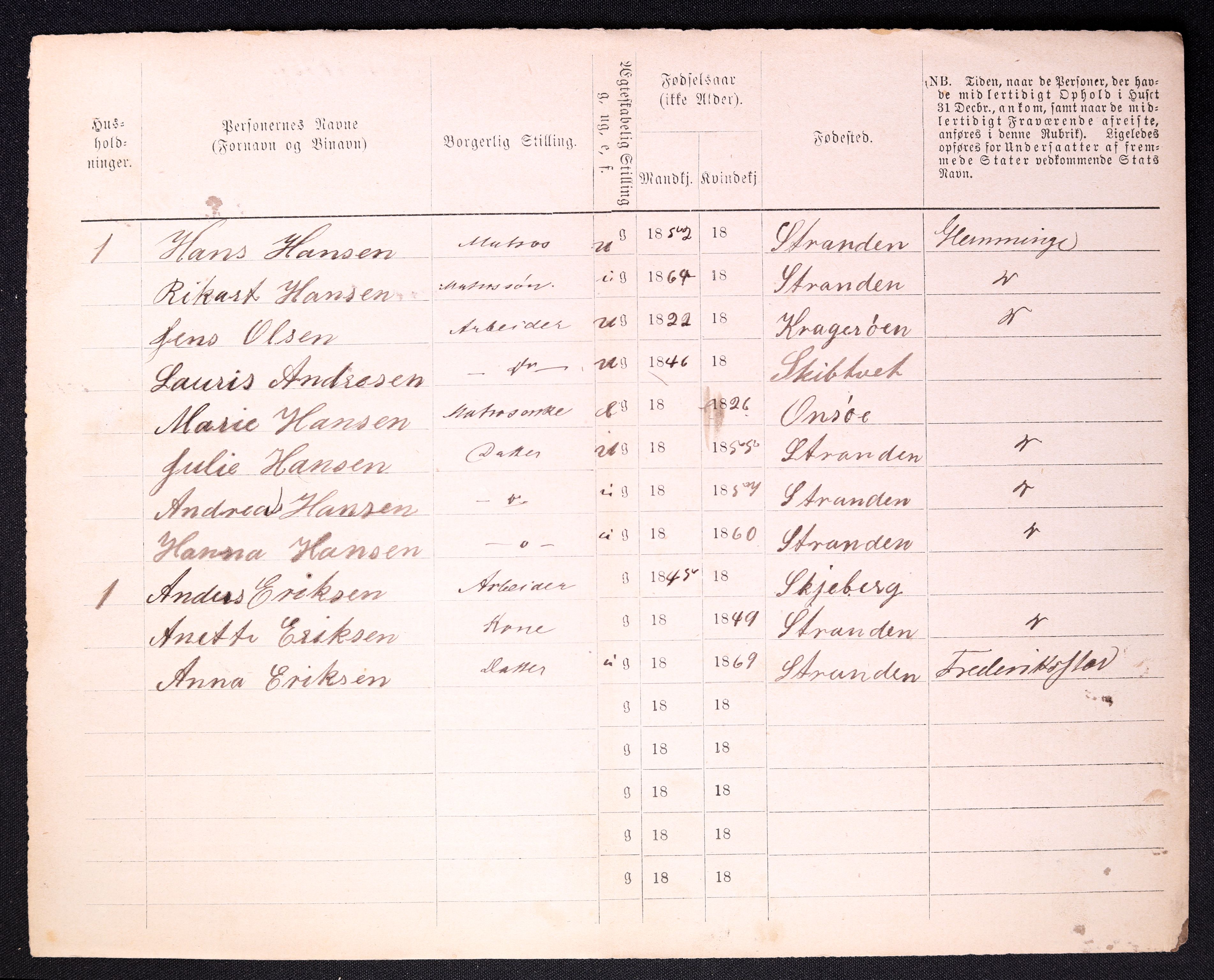 RA, 1870 census for 0103 Fredrikstad, 1870, p. 1518