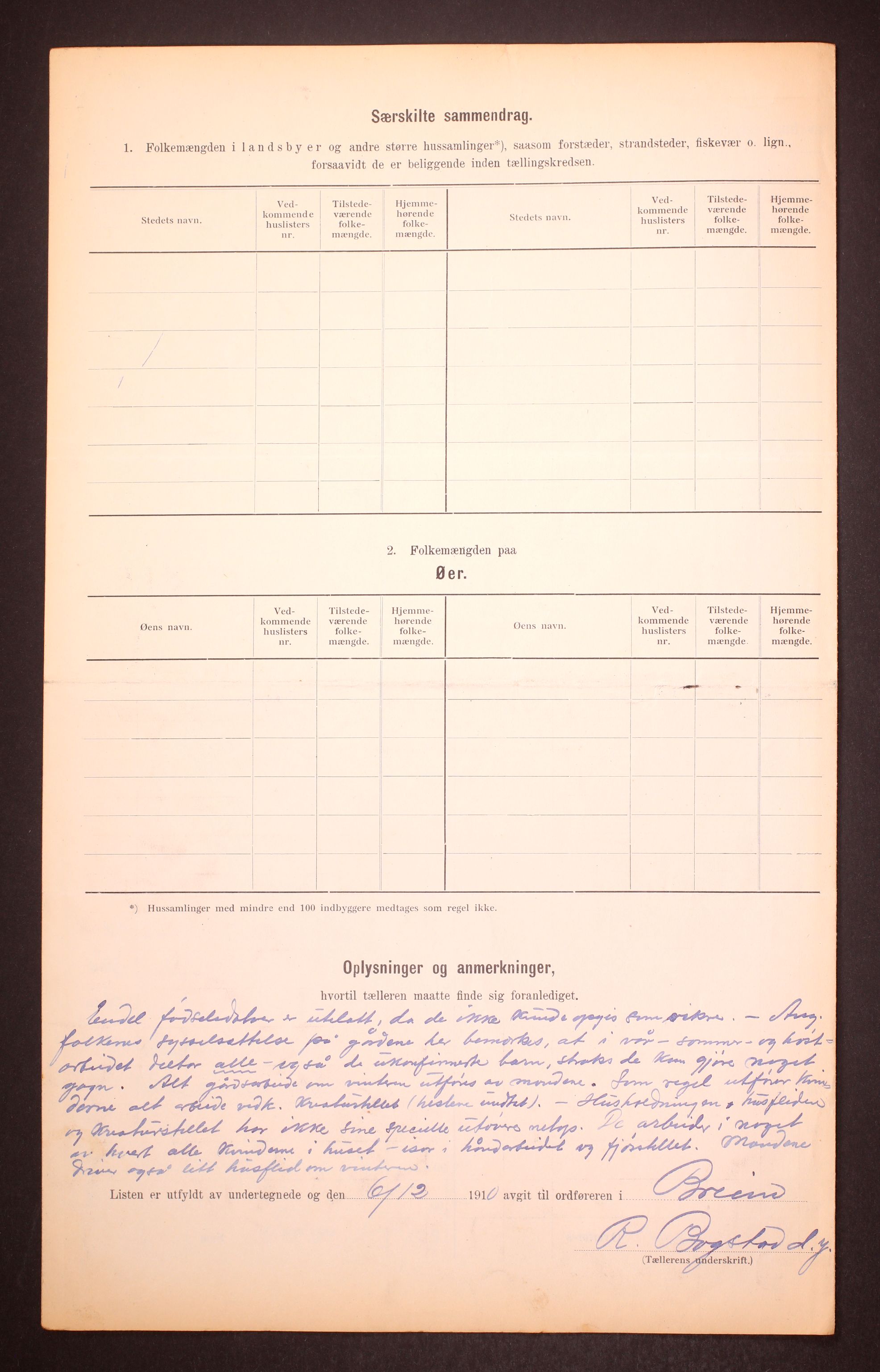 RA, 1910 census for Breim, 1910, p. 20