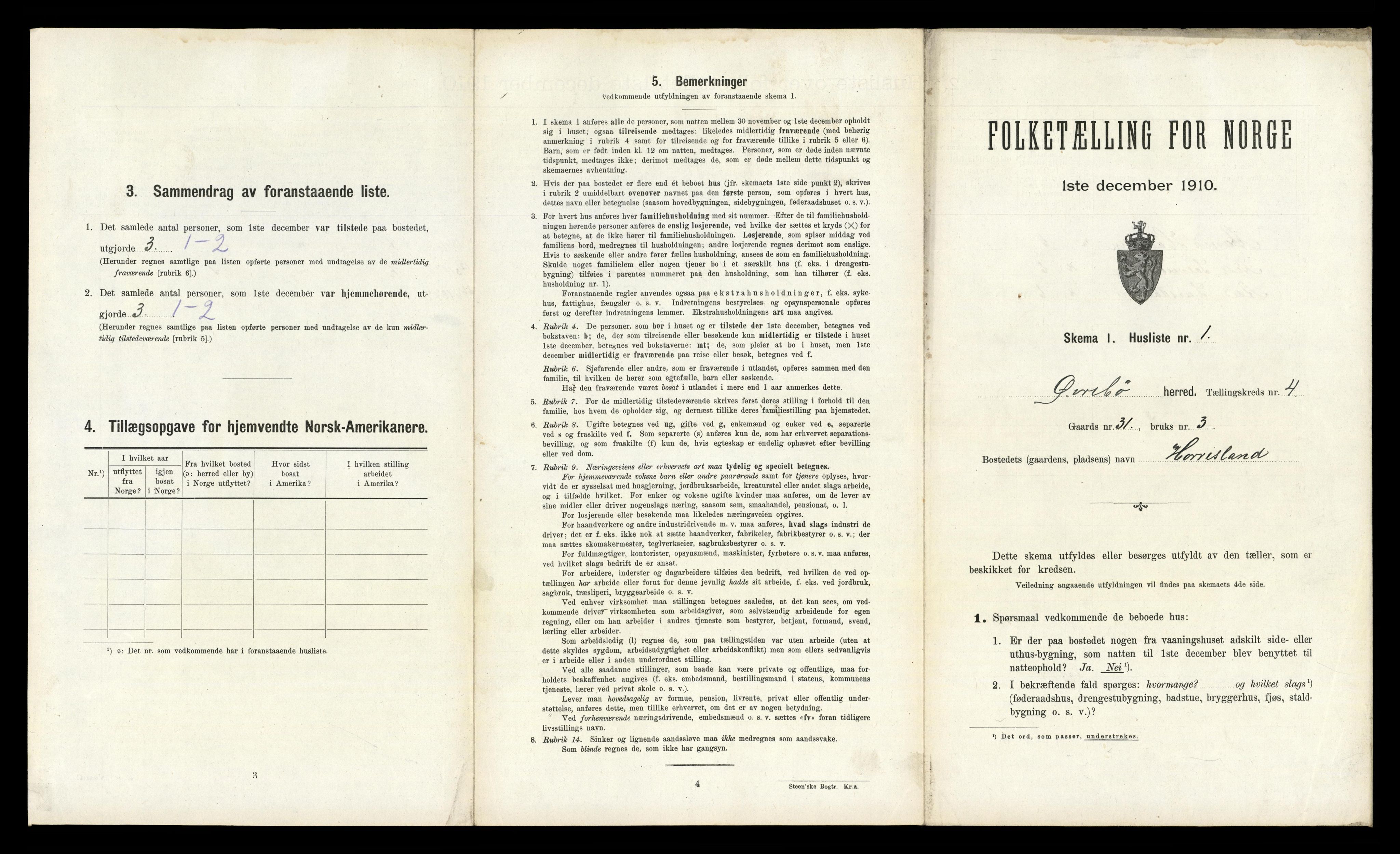 RA, 1910 census for Øvrebø, 1910, p. 223