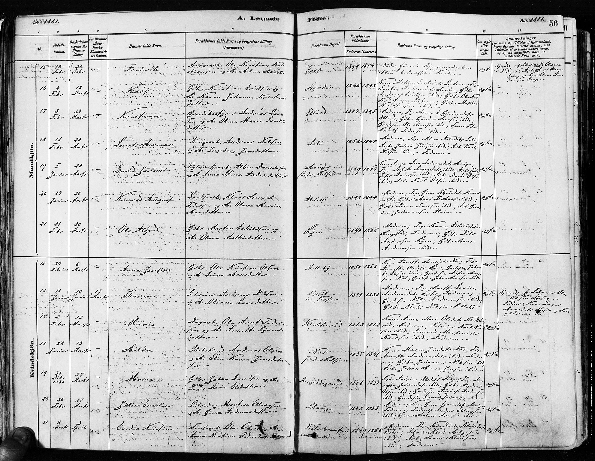 Tune prestekontor Kirkebøker, SAO/A-2007/F/Fa/L0017: Parish register (official) no. 17, 1878-1887, p. 56