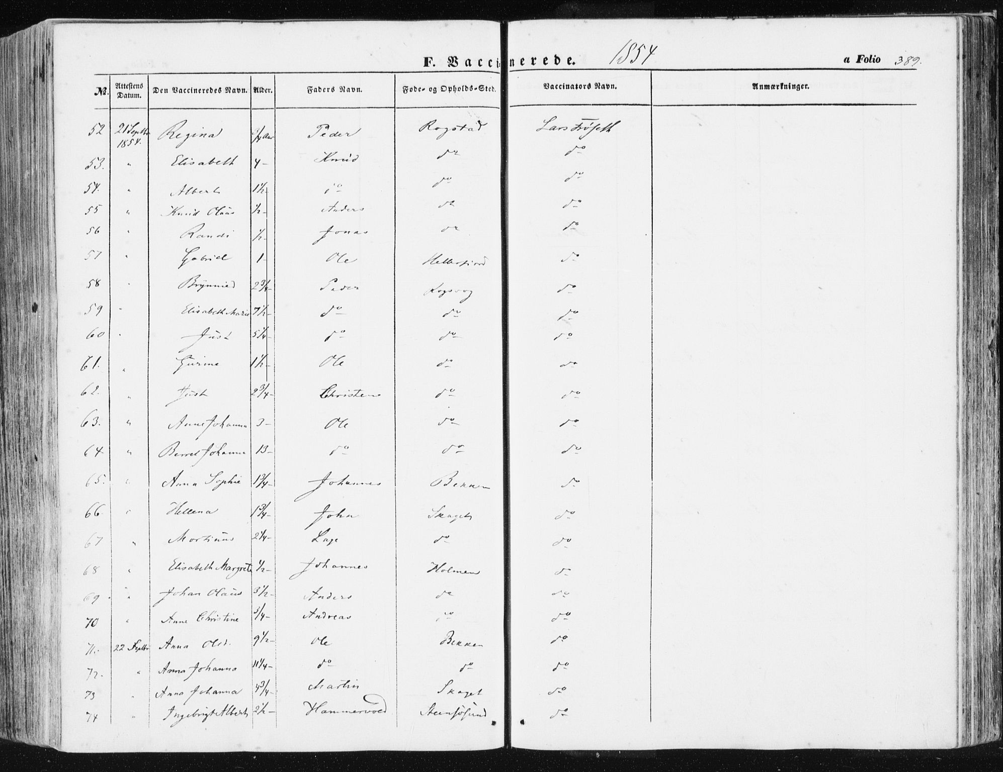 Ministerialprotokoller, klokkerbøker og fødselsregistre - Møre og Romsdal, AV/SAT-A-1454/581/L0937: Parish register (official) no. 581A05, 1853-1872, p. 389