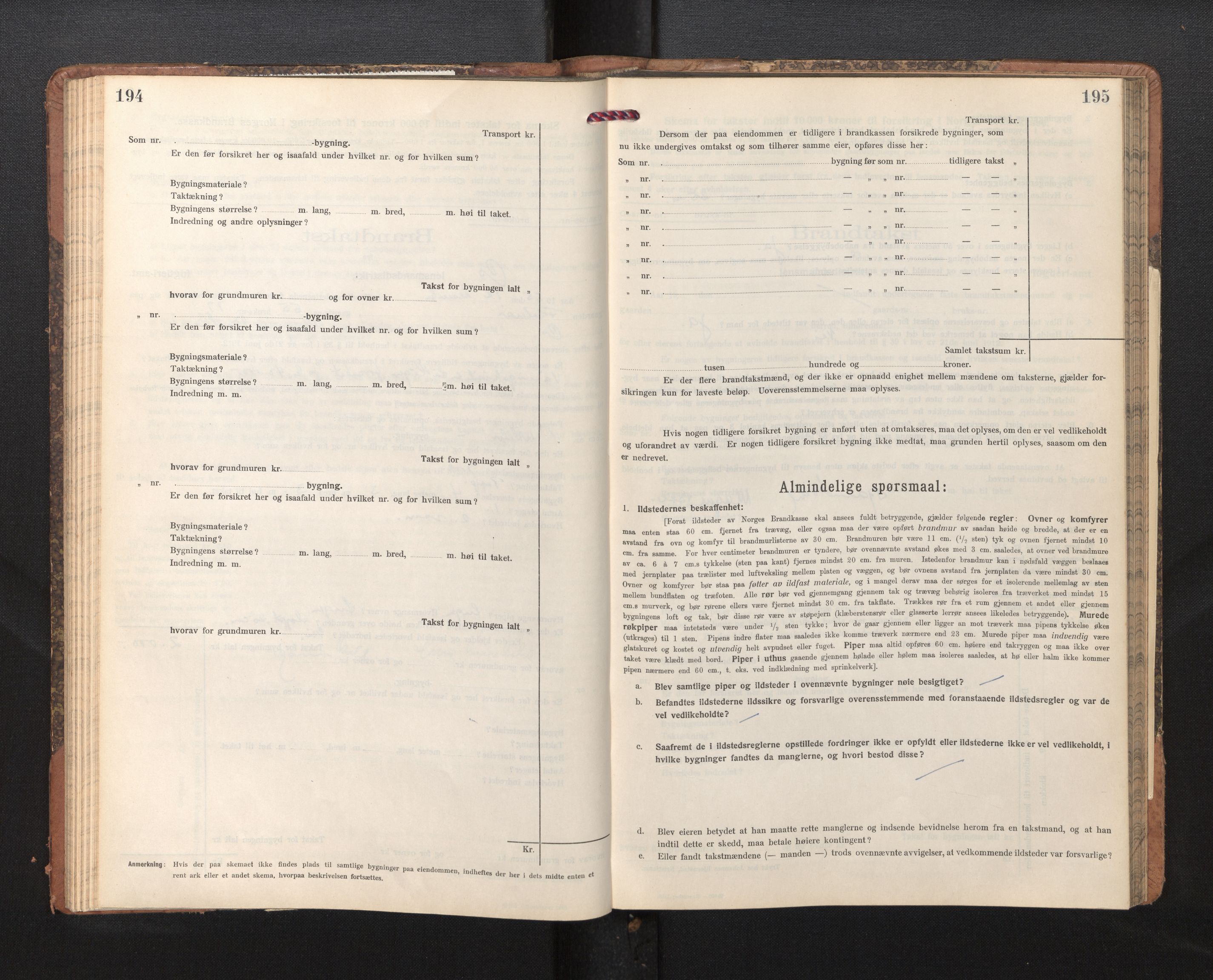 Lensmannen i Os, AV/SAB-A-34101/0012/L0009: Branntakstprotokoll, skjematakst, 1915-1955, p. 194-195