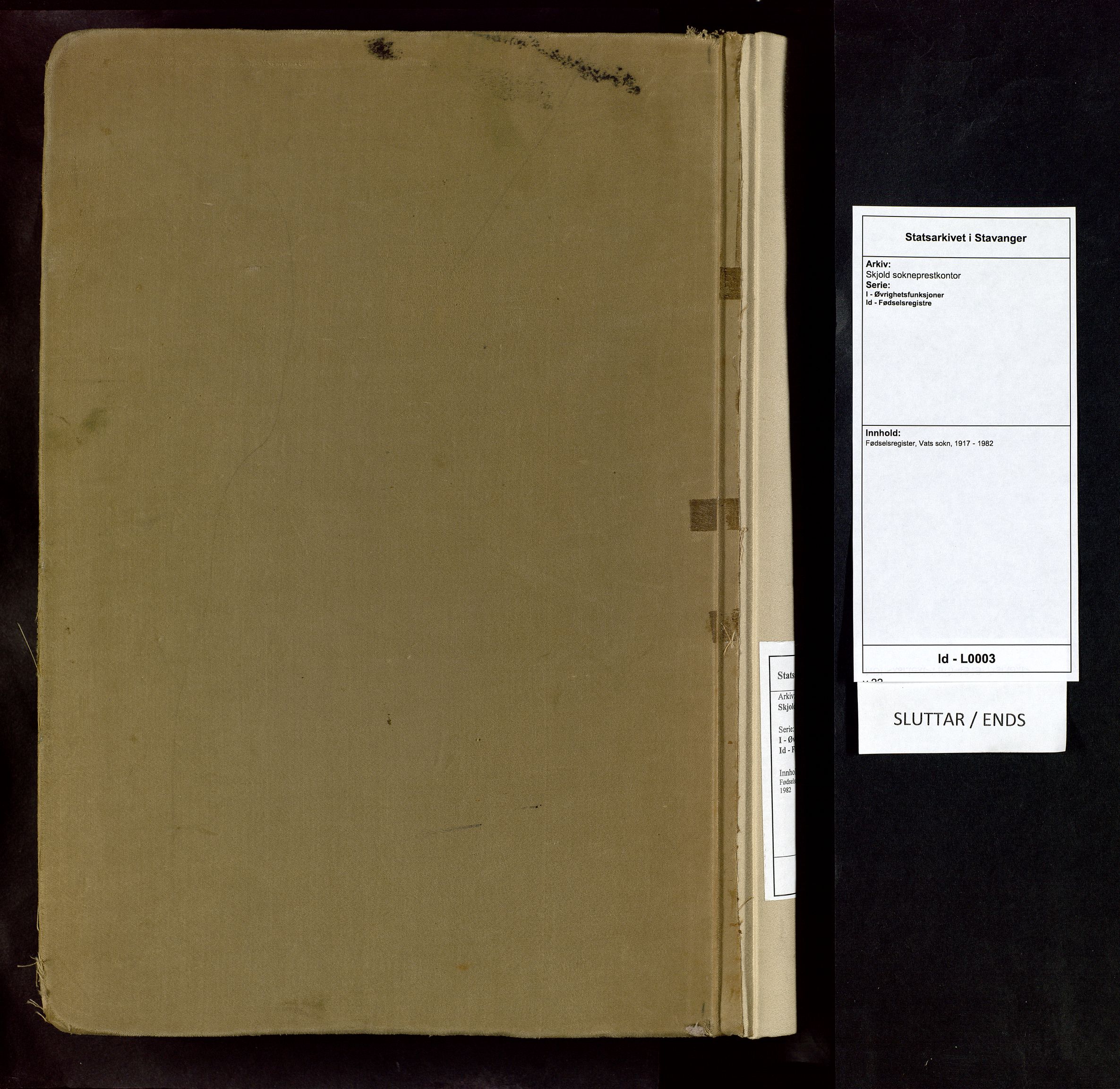 Skjold sokneprestkontor, AV/SAST-A-101847/I/Id/L0003: Birth register no. 3, 1917-1982