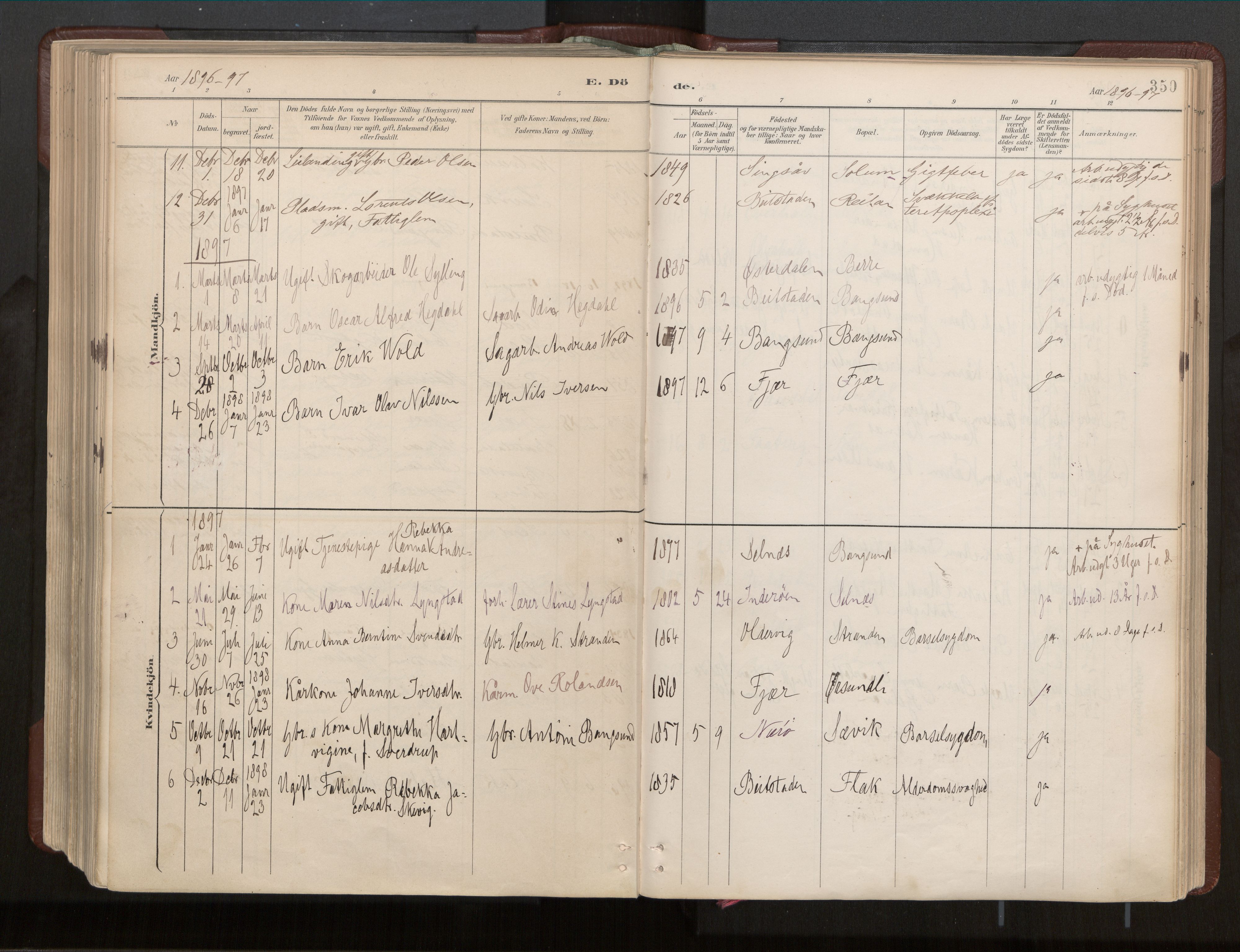 Ministerialprotokoller, klokkerbøker og fødselsregistre - Nord-Trøndelag, SAT/A-1458/770/L0589: Parish register (official) no. 770A03, 1887-1929, p. 350