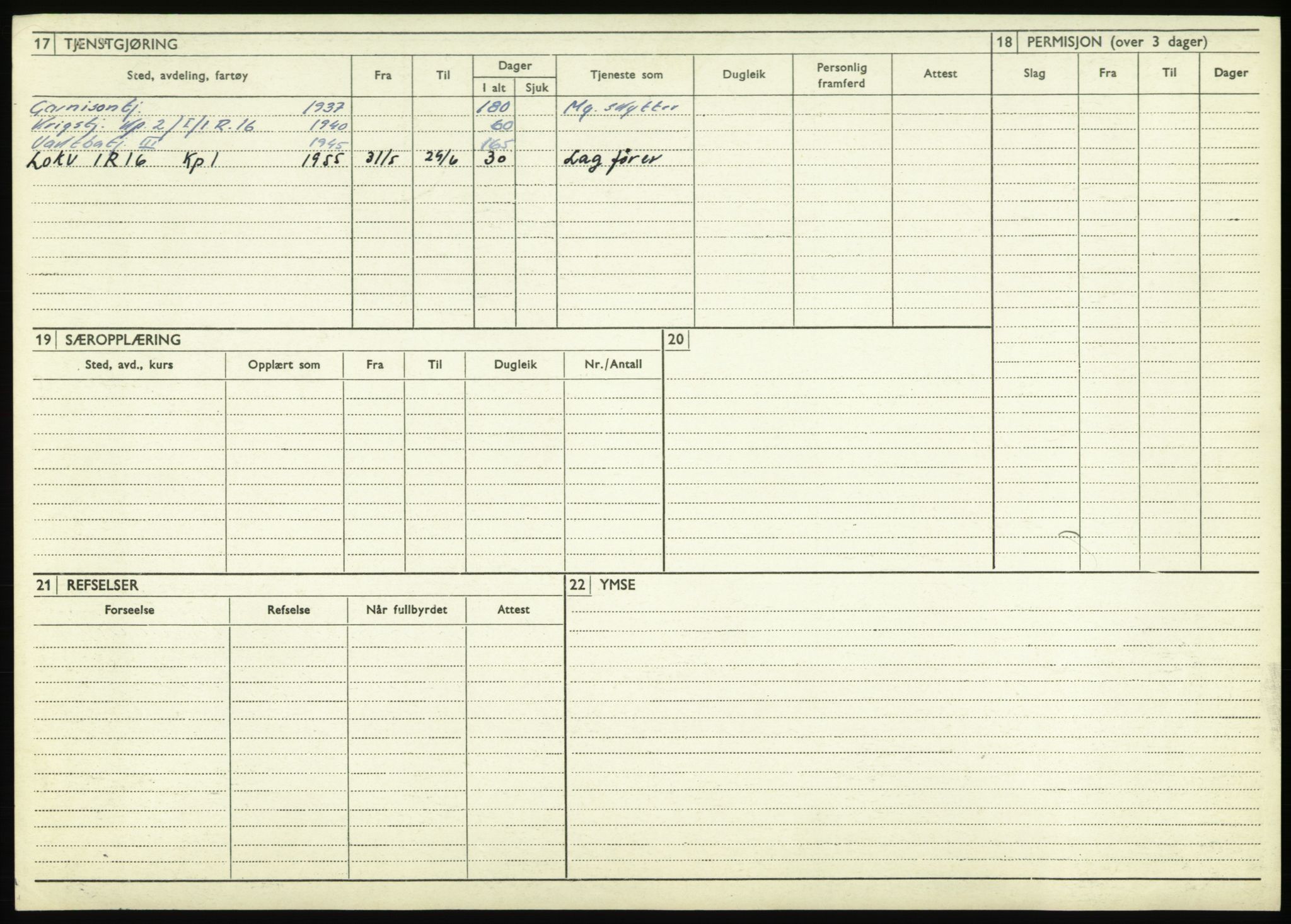 Forsvaret, Troms infanteriregiment nr. 16, AV/RA-RAFA-3146/P/Pa/L0021: Rulleblad for regimentets menige mannskaper, årsklasse 1937, 1937, p. 224