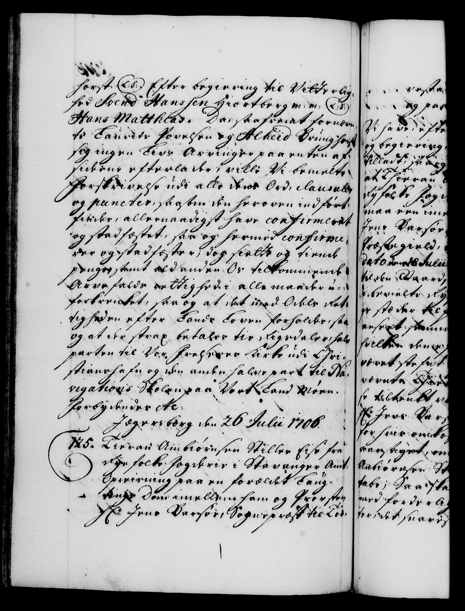 Danske Kanselli 1572-1799, AV/RA-EA-3023/F/Fc/Fca/Fcaa/L0019: Norske registre, 1704-1707, p. 373b