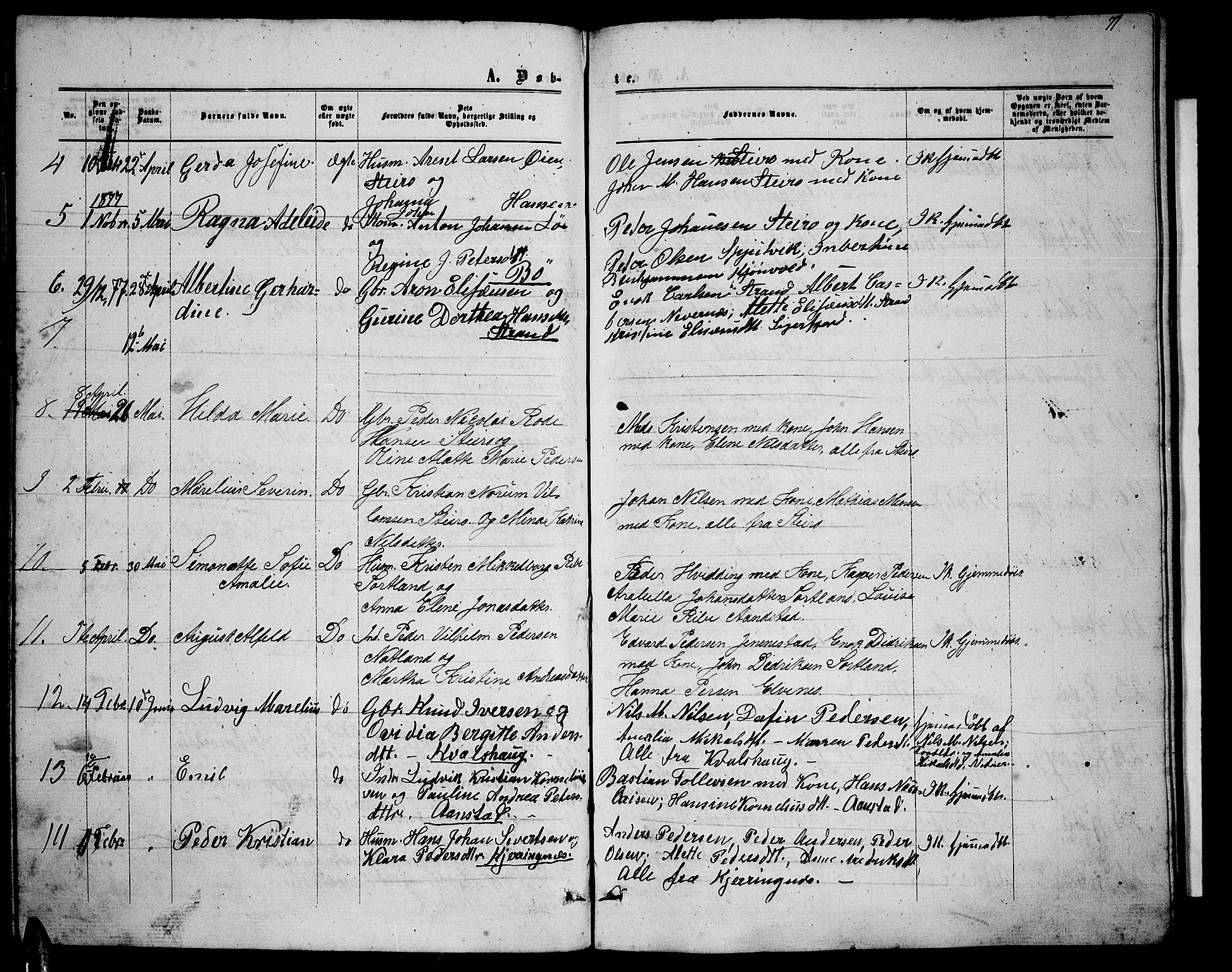 Ministerialprotokoller, klokkerbøker og fødselsregistre - Nordland, AV/SAT-A-1459/895/L1381: Parish register (copy) no. 895C03, 1864-1885, p. 71