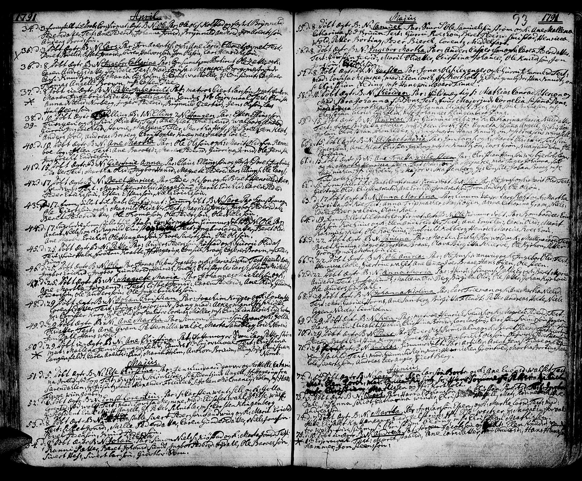 Ministerialprotokoller, klokkerbøker og fødselsregistre - Sør-Trøndelag, SAT/A-1456/601/L0039: Parish register (official) no. 601A07, 1770-1819, p. 93