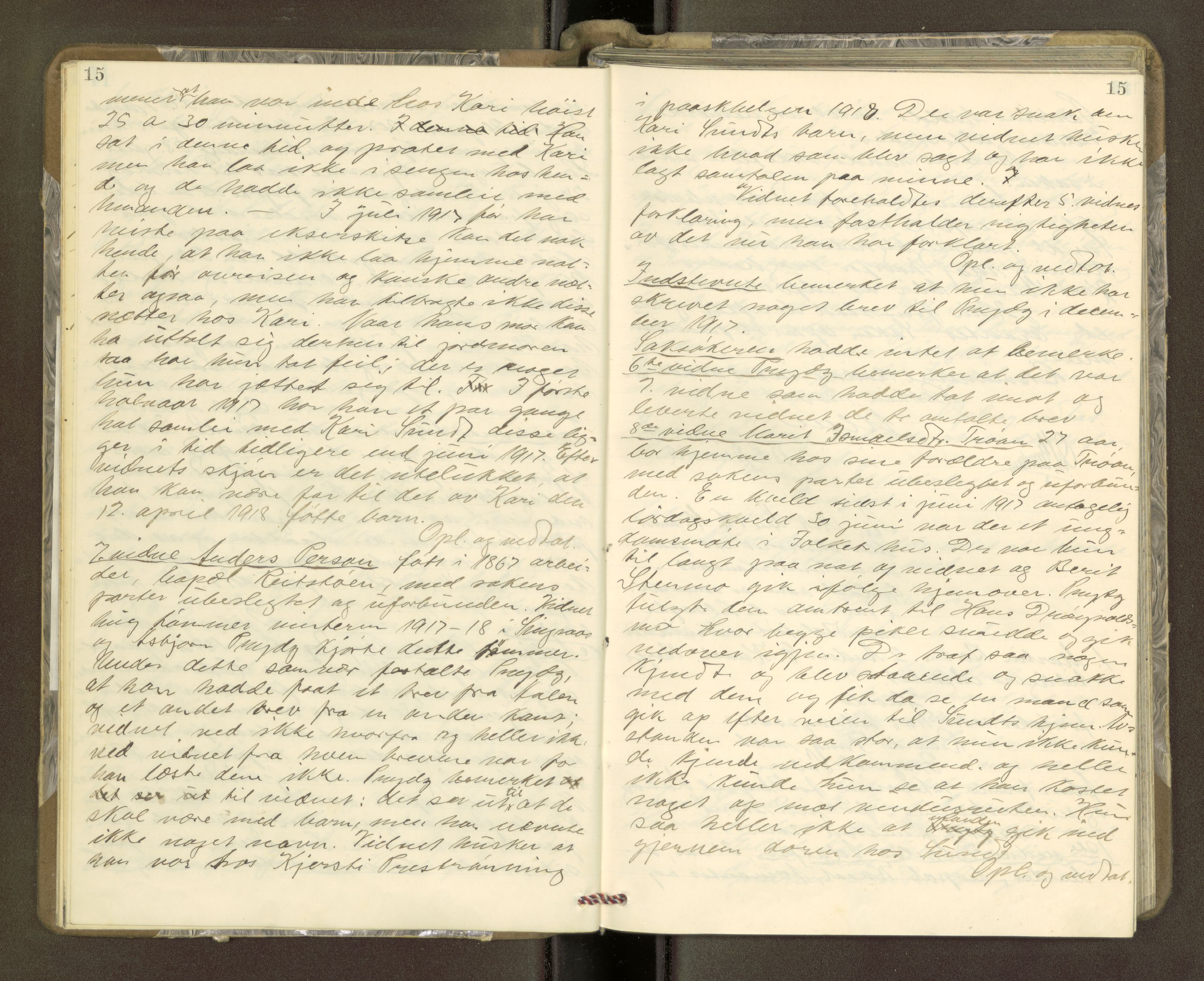 Gauldal sorenskriveri, AV/SAT-A-0014/1/1/1B/L0014: Ekstrarettsprotokoller, 1918-1923, p. 15