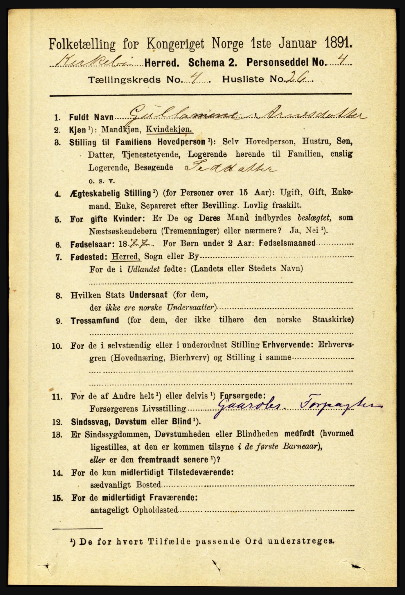 RA, 1891 census for 1416 Kyrkjebø, 1891, p. 1003