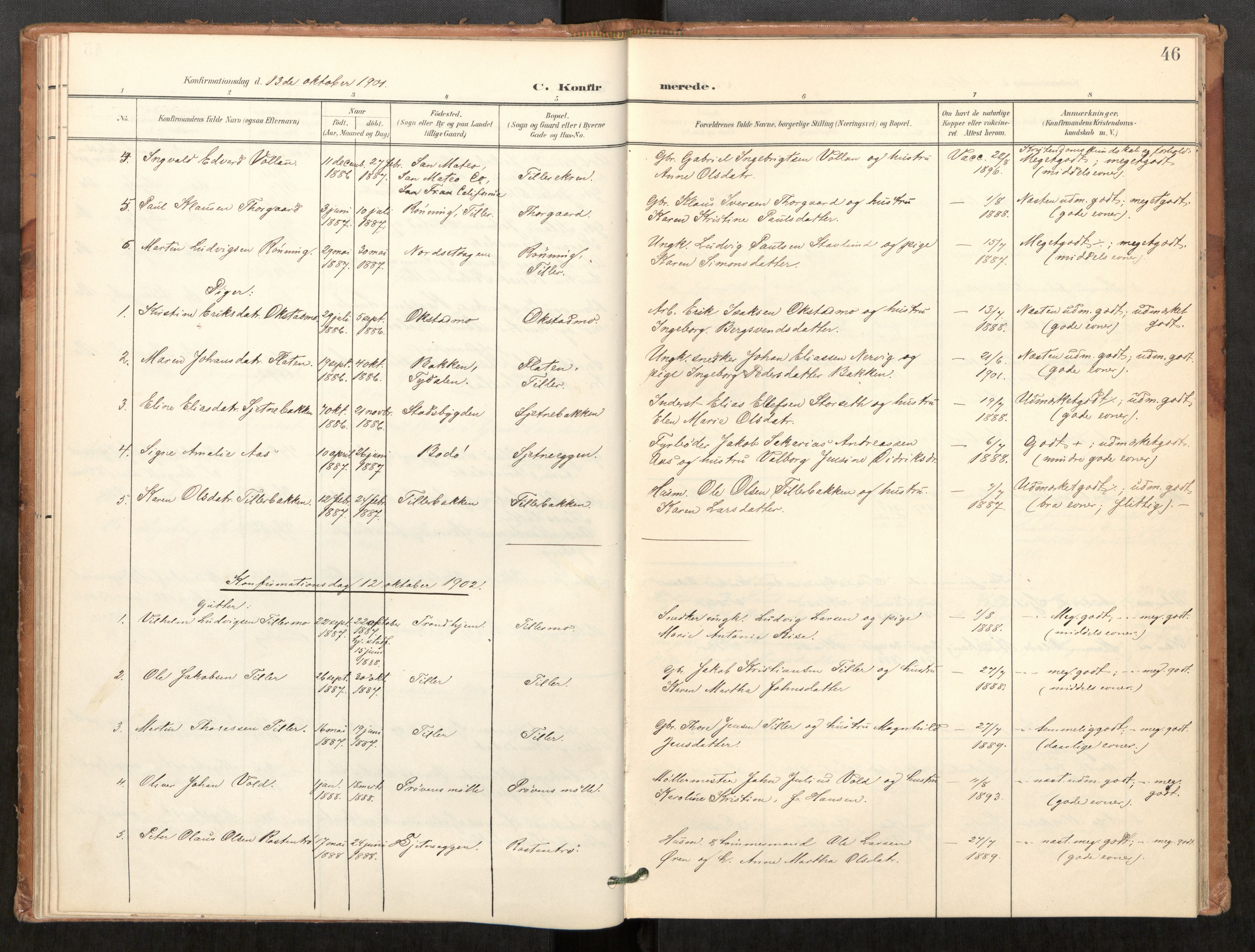 Klæbu sokneprestkontor, SAT/A-1112: Parish register (official) no. 2, 1900-1916, p. 46
