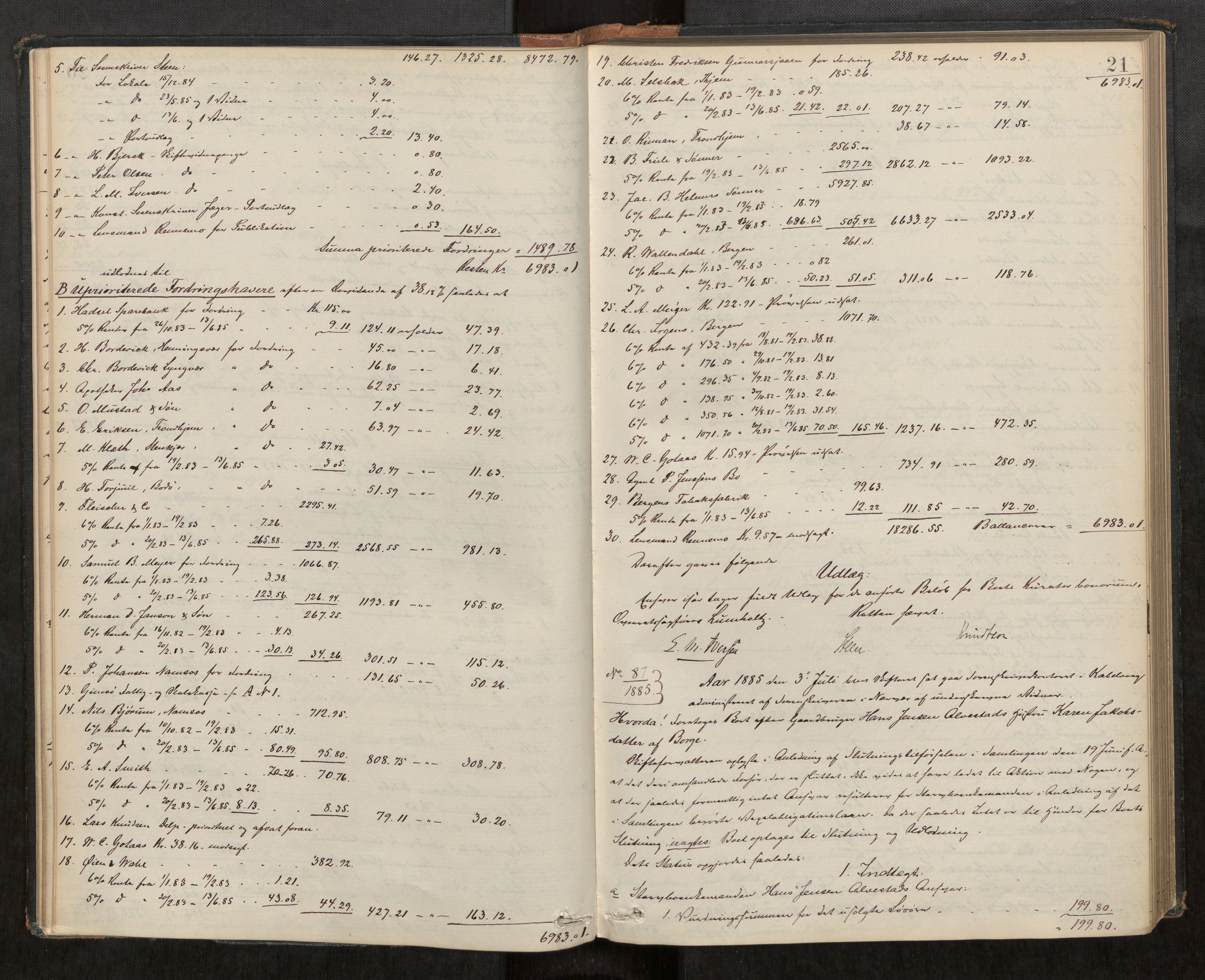 Lofoten sorenskriveri, SAT/A-0017/1/3/3A/L0004: Skifteprotokoll, 1884-1891, p. 21