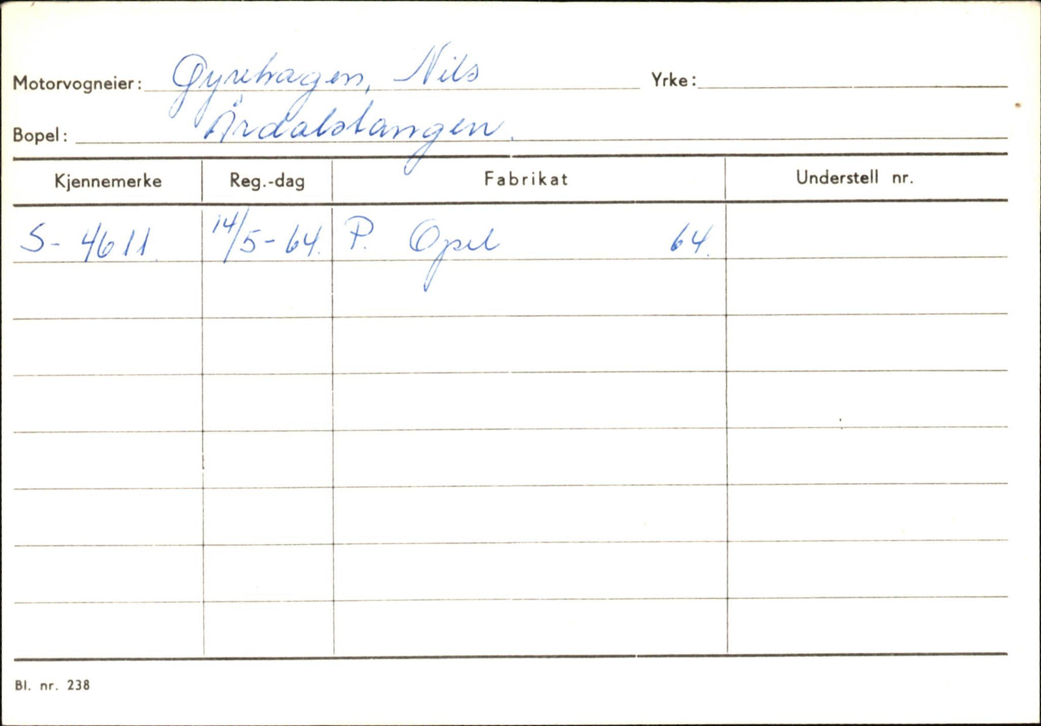 Statens vegvesen, Sogn og Fjordane vegkontor, AV/SAB-A-5301/4/F/L0146: Registerkort Årdal R-Å samt diverse kort, 1945-1975, p. 1756