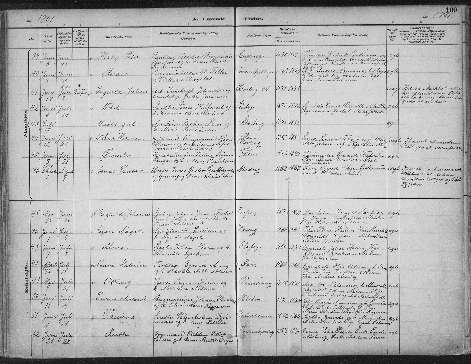 Ministerialprotokoller, klokkerbøker og fødselsregistre - Sør-Trøndelag, AV/SAT-A-1456/601/L0062: Parish register (official) no. 601A30, 1891-1911, p. 109