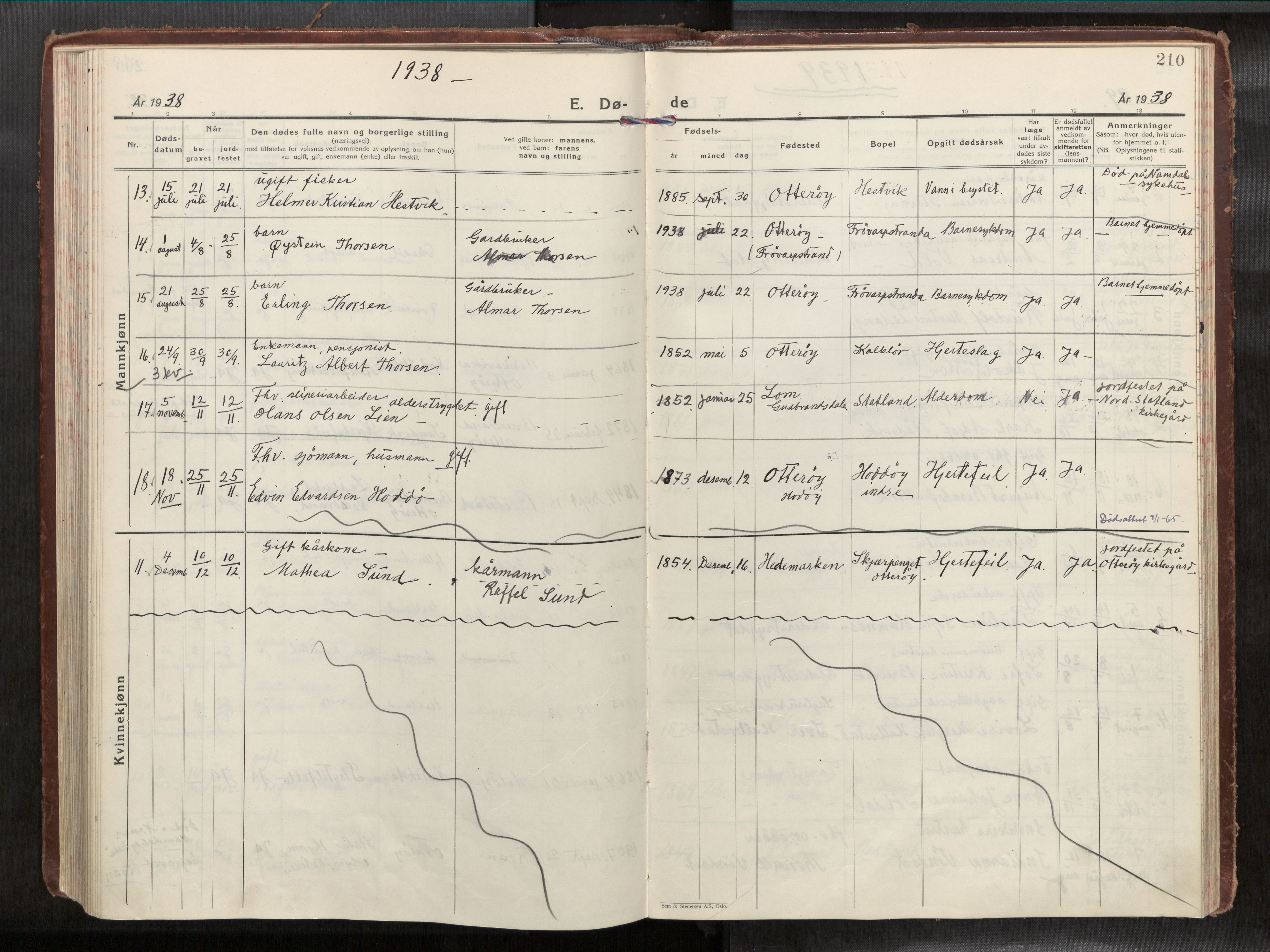 Ministerialprotokoller, klokkerbøker og fødselsregistre - Nord-Trøndelag, AV/SAT-A-1458/774/L0629a: Parish register (official) no. 774A04, 1927-1945, p. 210