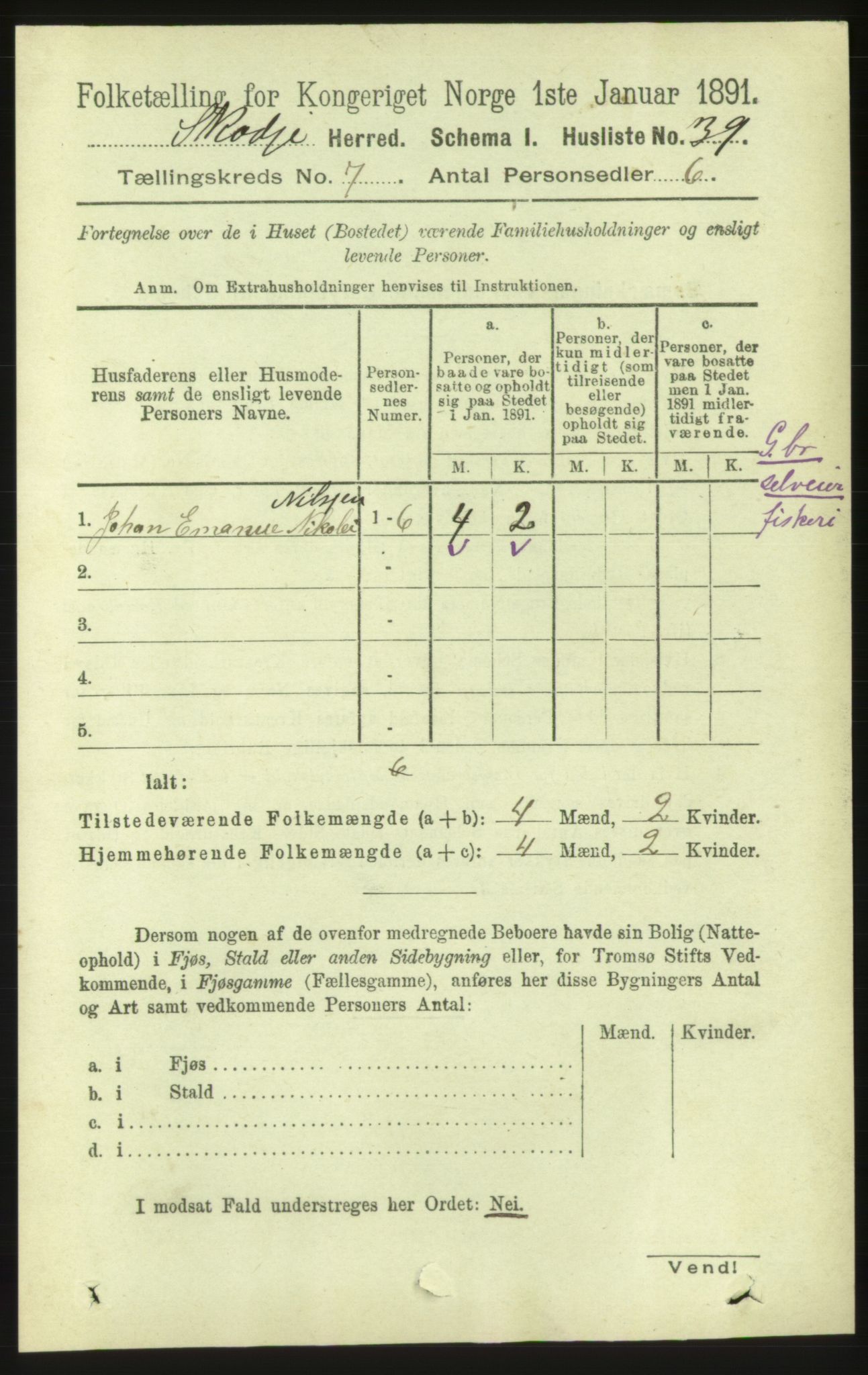 RA, 1891 census for 1529 Skodje, 1891, p. 1409