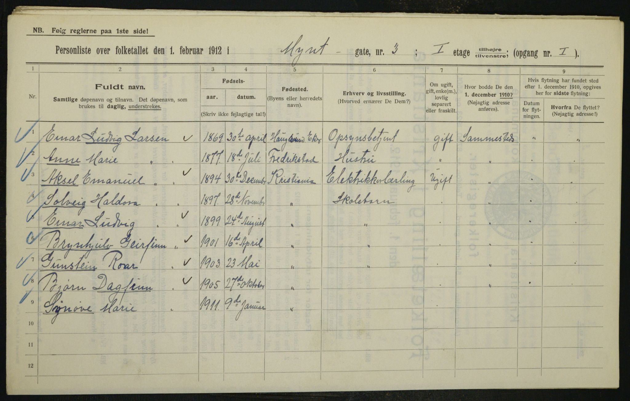 OBA, Municipal Census 1912 for Kristiania, 1912, p. 68924