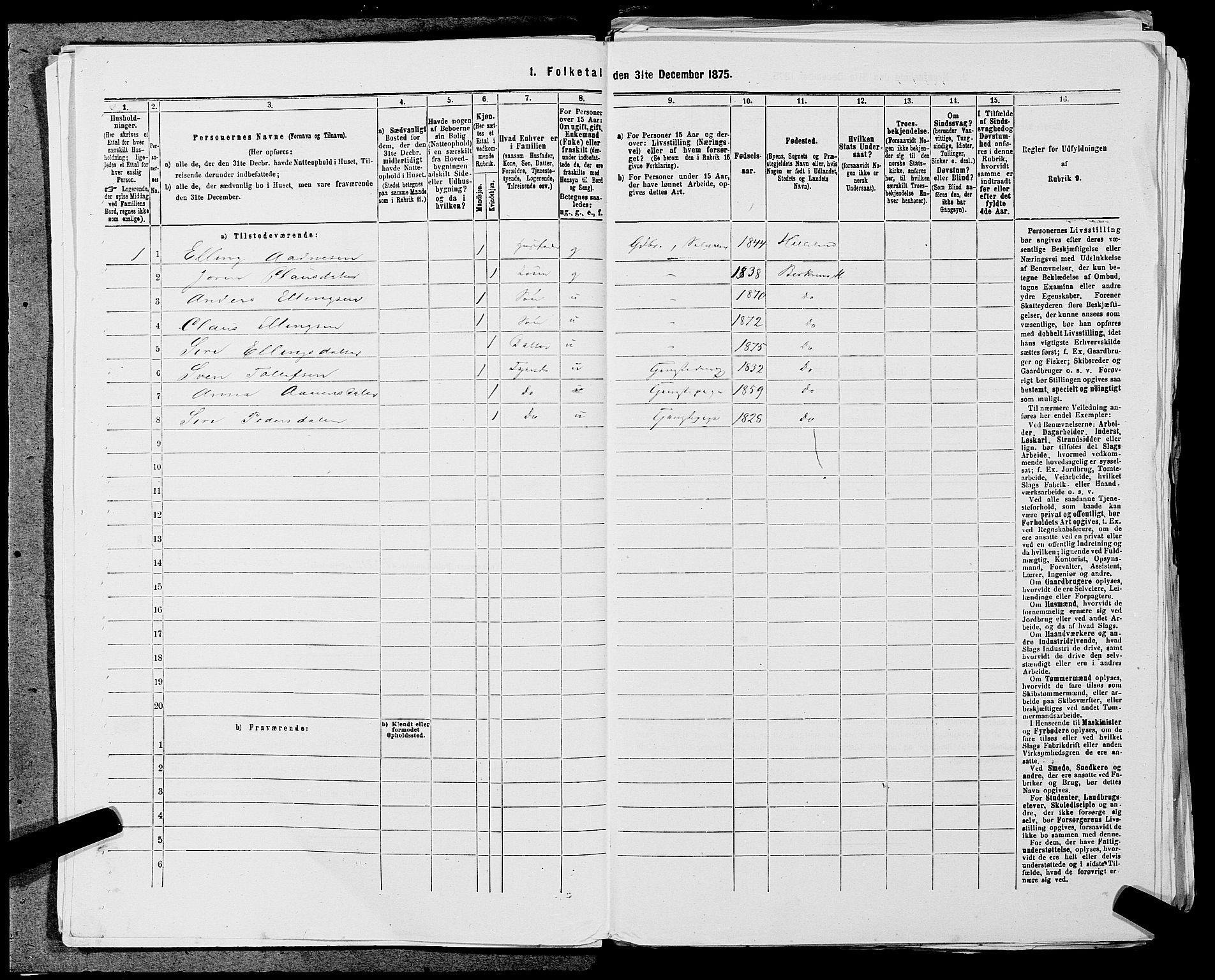 SAST, 1875 census for 1115P Helleland, 1875, p. 527