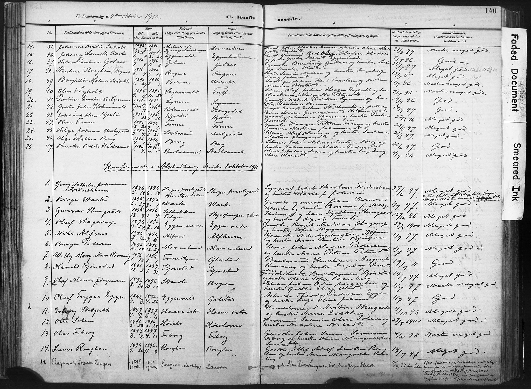 Ministerialprotokoller, klokkerbøker og fødselsregistre - Nord-Trøndelag, SAT/A-1458/717/L0162: Parish register (official) no. 717A12, 1898-1923, p. 140