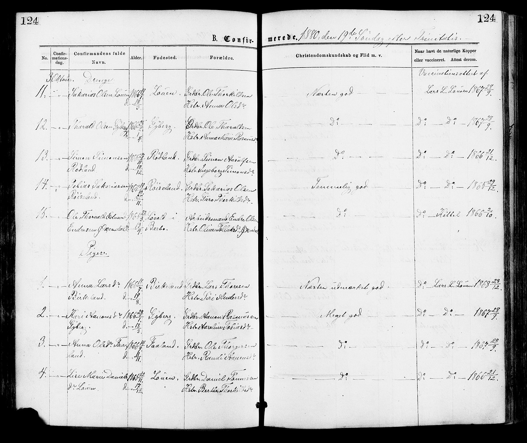 Hægebostad sokneprestkontor, AV/SAK-1111-0024/F/Fa/Faa/L0005: Parish register (official) no. A 5, 1864-1886, p. 124