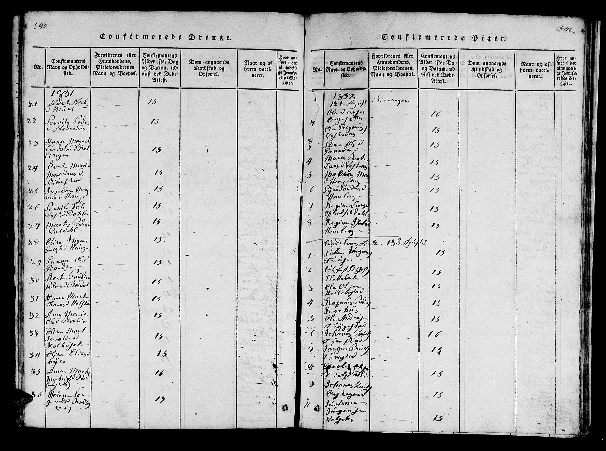 Ministerialprotokoller, klokkerbøker og fødselsregistre - Møre og Romsdal, SAT/A-1454/519/L0246: Parish register (official) no. 519A05, 1817-1834, p. 540-541
