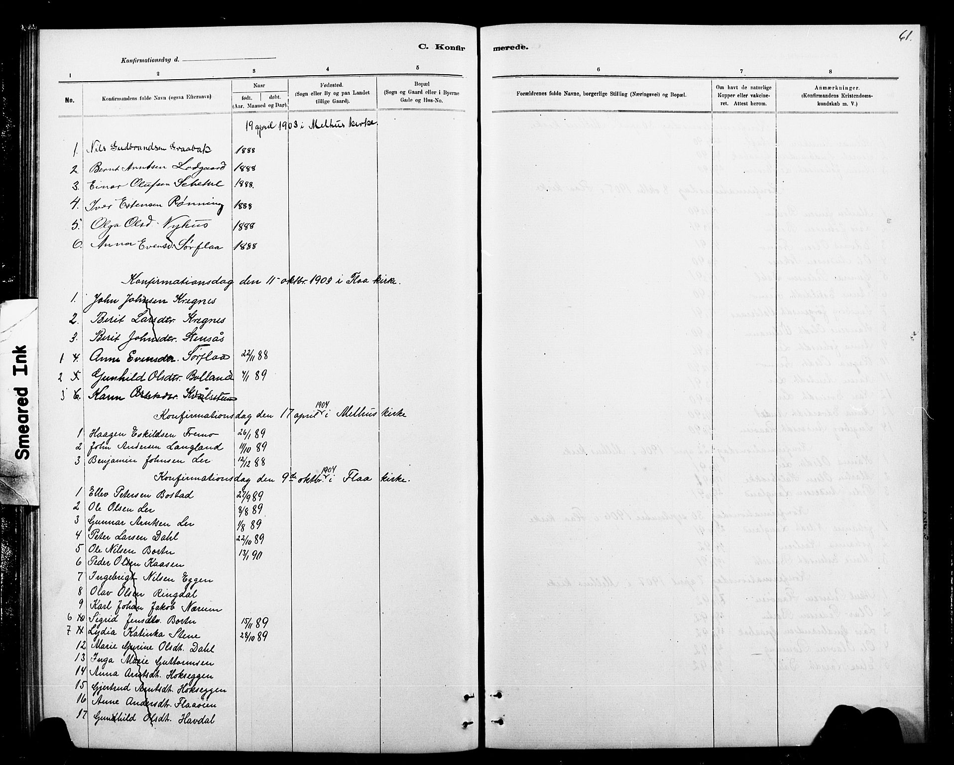 Ministerialprotokoller, klokkerbøker og fødselsregistre - Sør-Trøndelag, AV/SAT-A-1456/693/L1123: Parish register (copy) no. 693C04, 1887-1910, p. 61