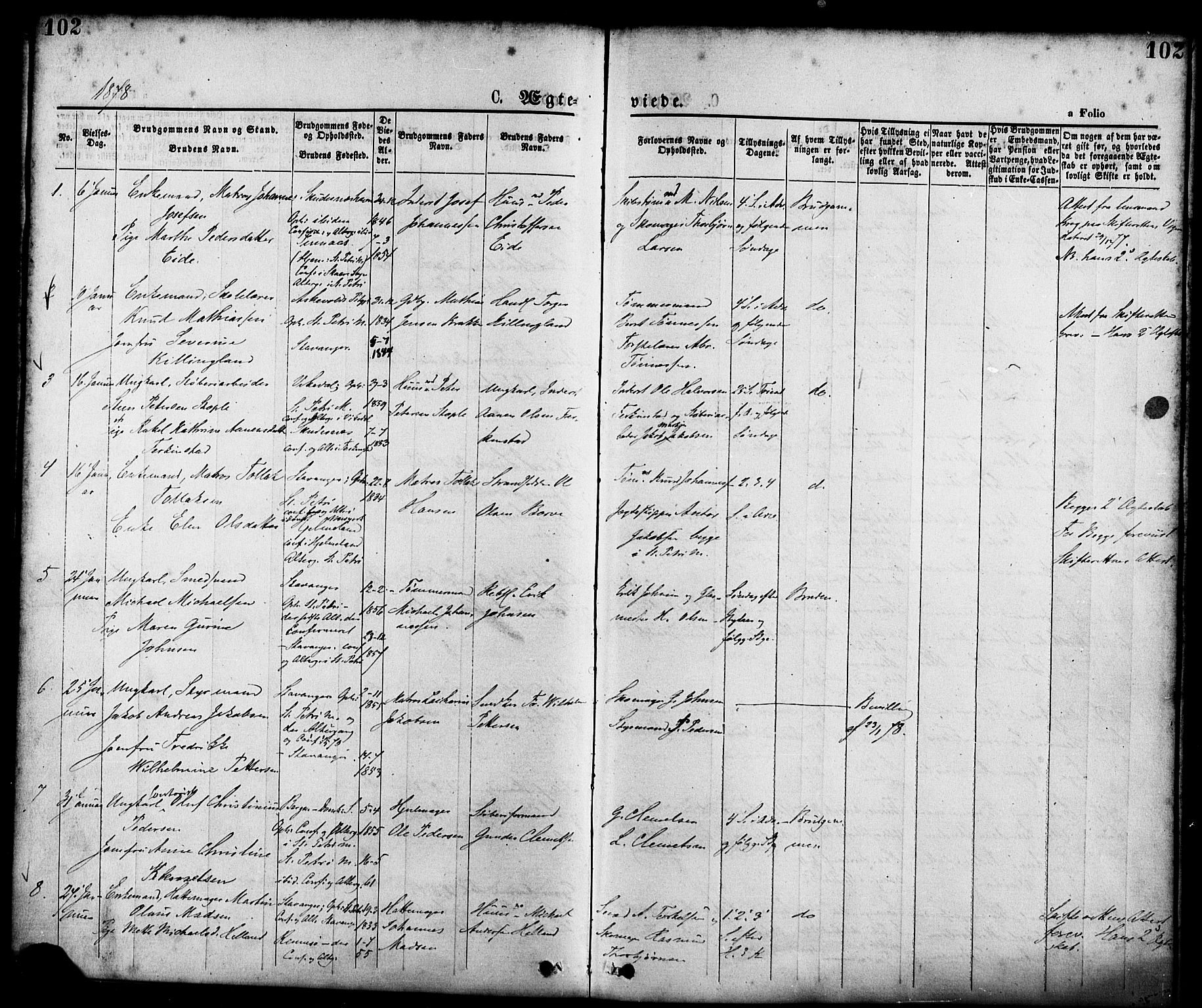 St. Petri sokneprestkontor, SAST/A-101813/001/30/30BA/L0010: Parish register (official) no. A 10, 1869-1878, p. 102