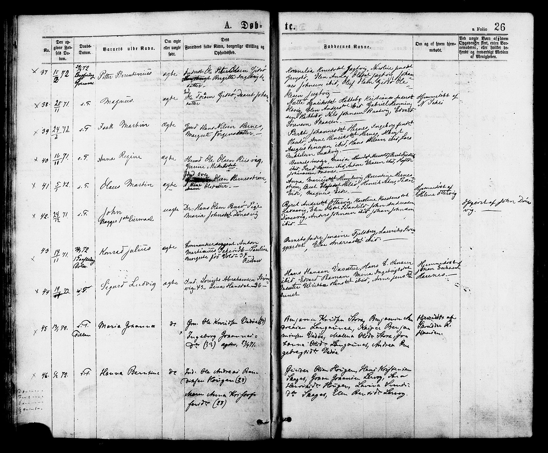 Ministerialprotokoller, klokkerbøker og fødselsregistre - Sør-Trøndelag, AV/SAT-A-1456/634/L0532: Parish register (official) no. 634A08, 1871-1881, p. 26