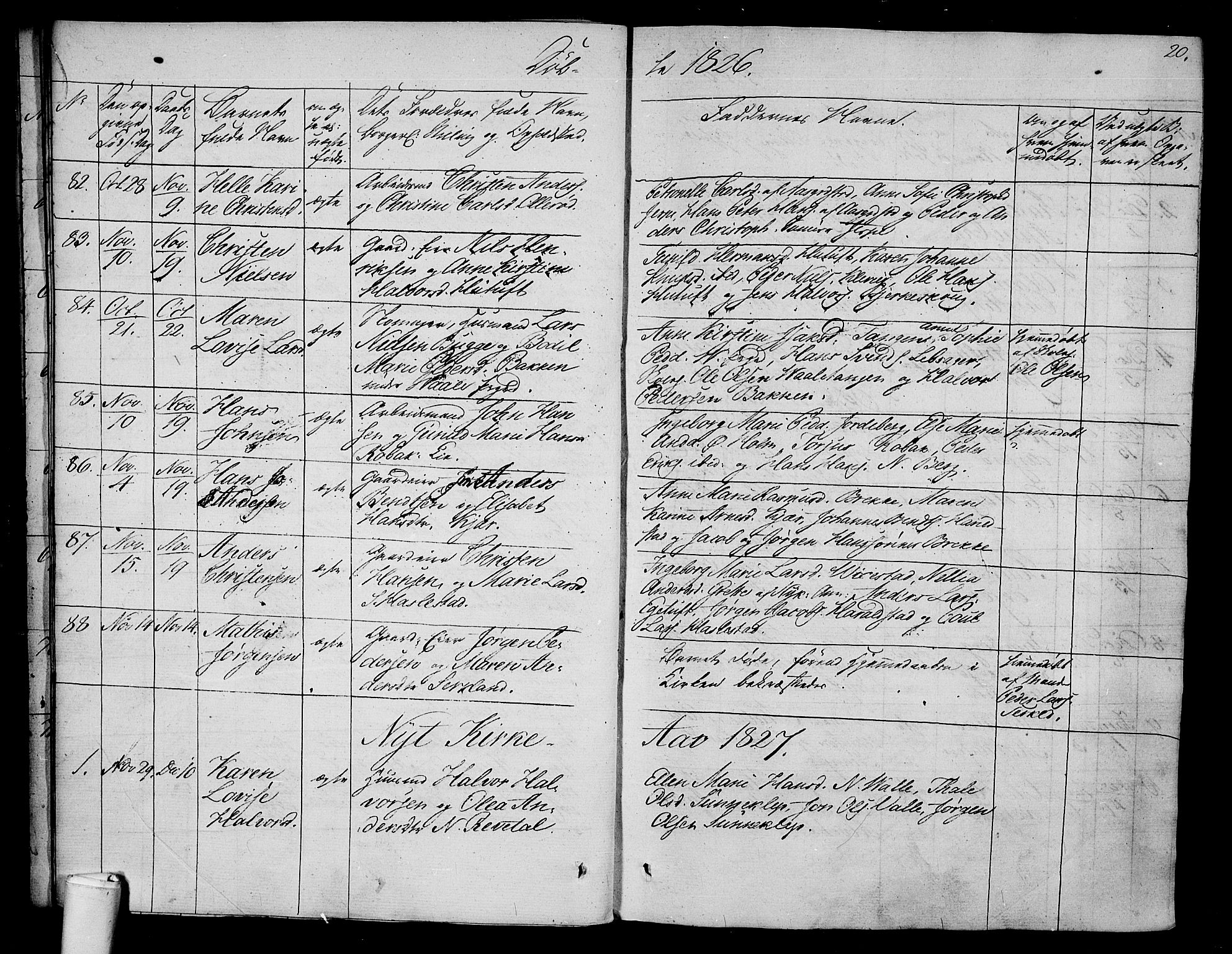 Våle kirkebøker, AV/SAKO-A-334/F/Fa/L0008: Parish register (official) no. I 8, 1824-1844, p. 20