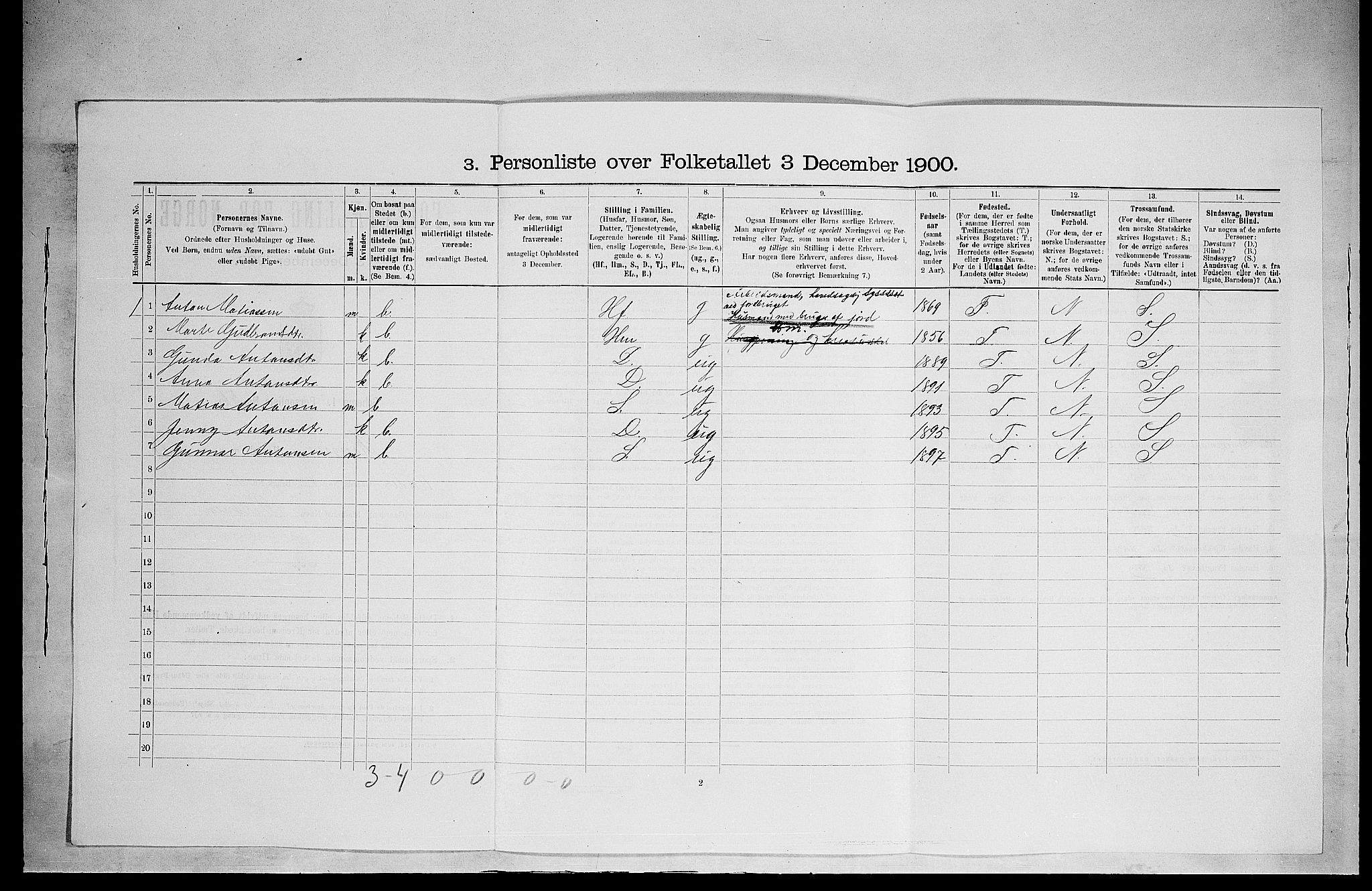SAH, 1900 census for Ringsaker, 1900, p. 3063
