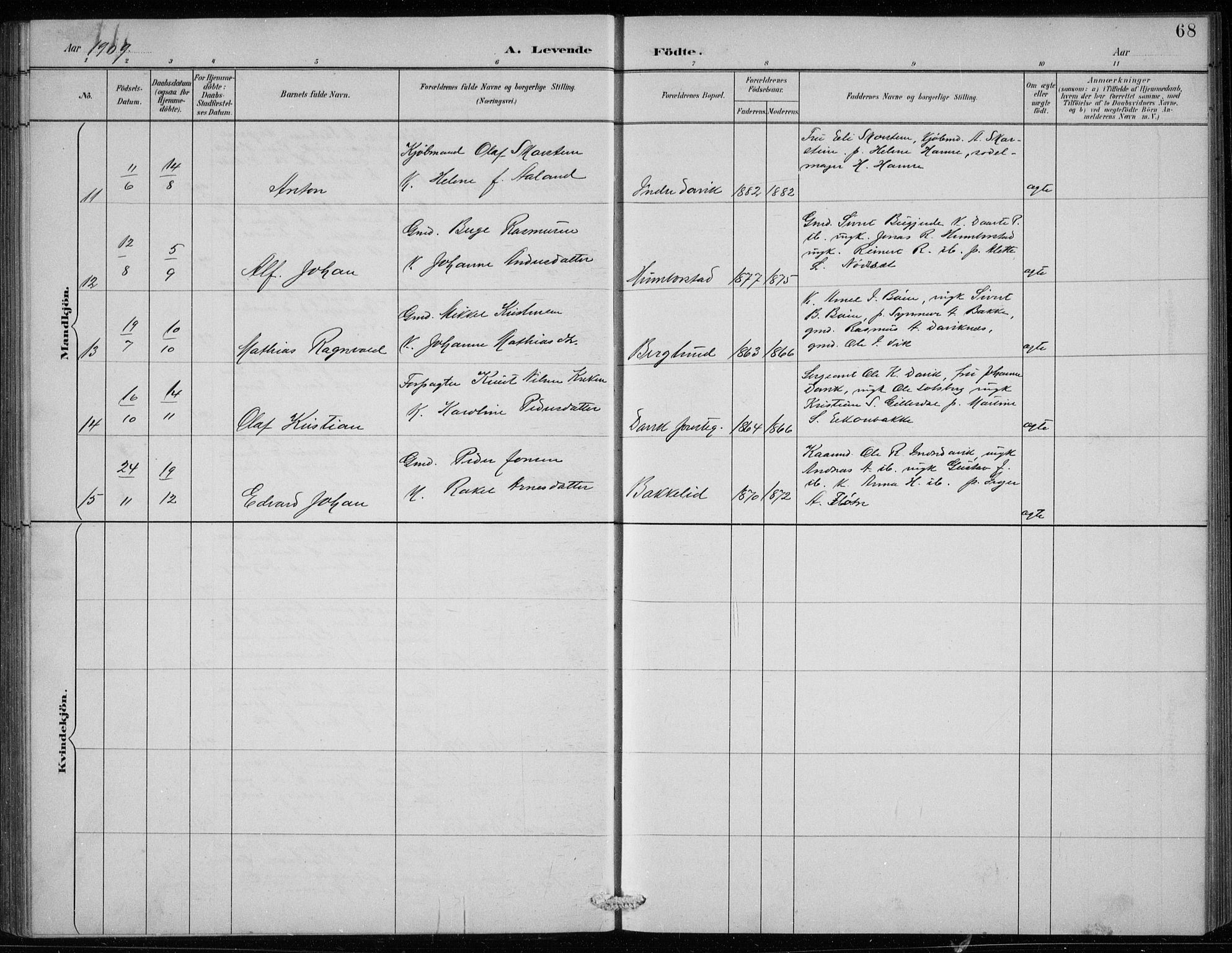 Davik sokneprestembete, SAB/A-79701/H/Hab/Haba/L0002: Parish register (copy) no. A 2, 1890-1911, p. 68