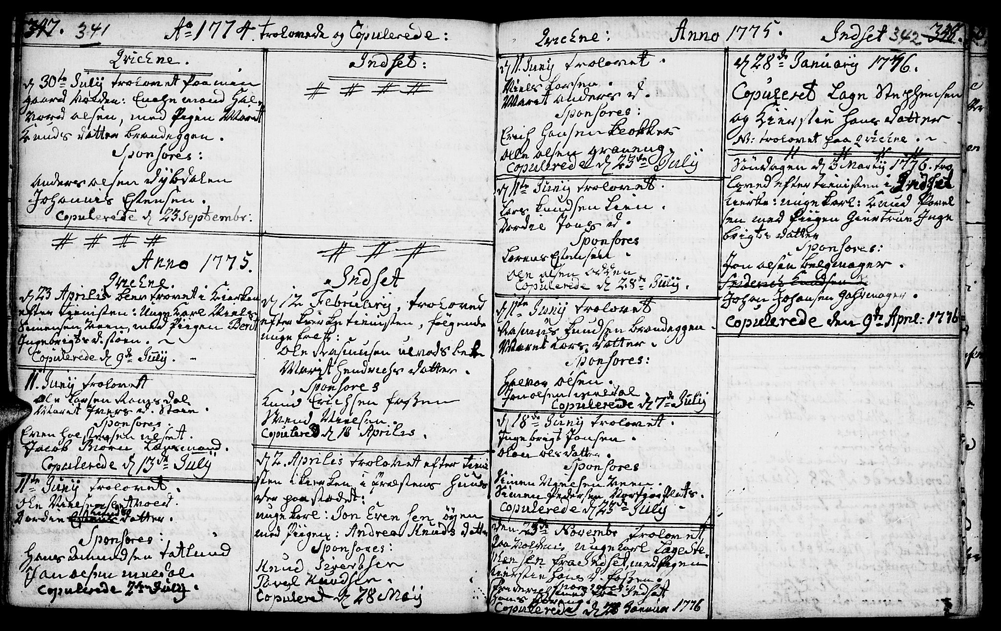 Kvikne prestekontor, SAH/PREST-064/H/Ha/Haa/L0002: Parish register (official) no. 2, 1764-1784, p. 341-342