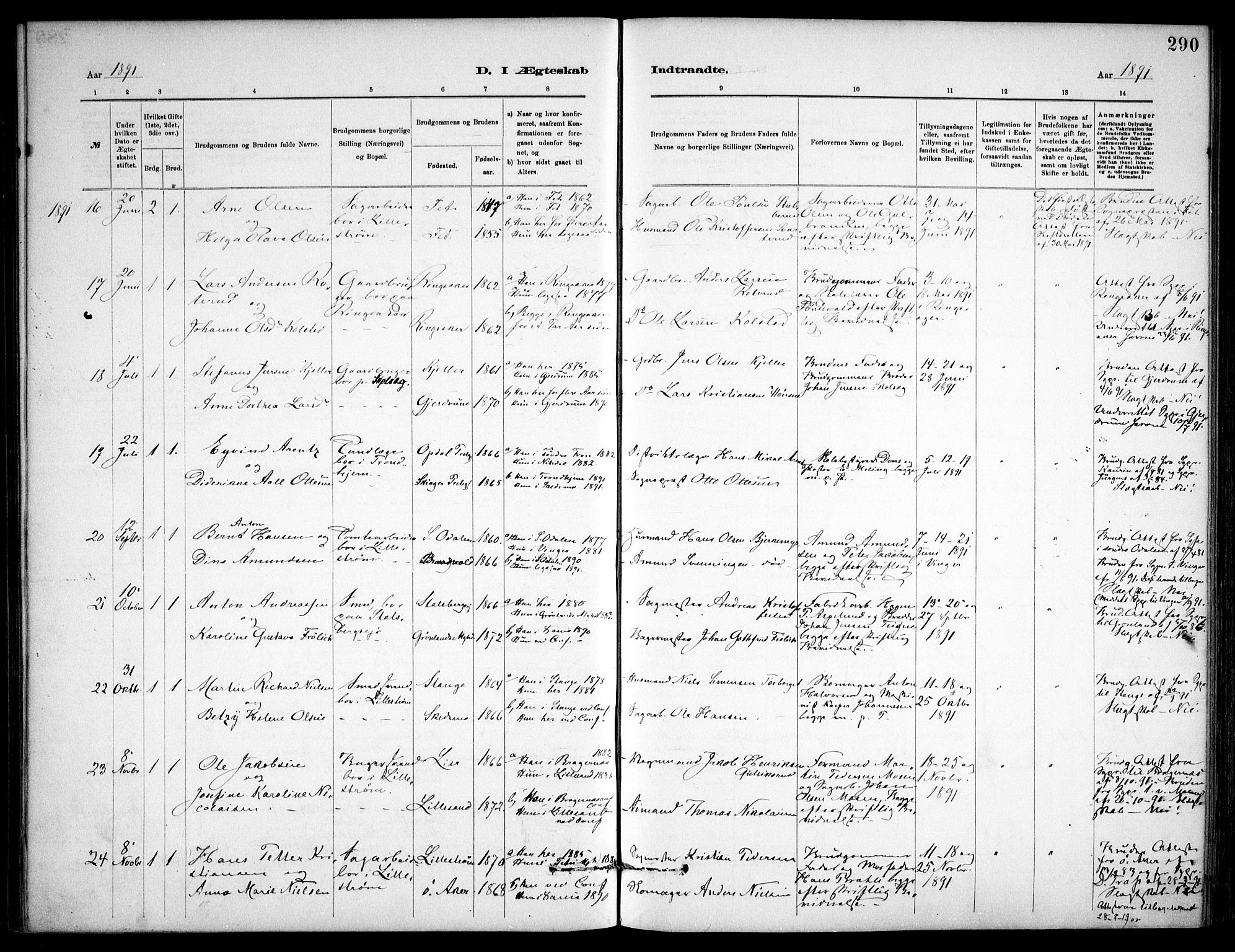 Skedsmo prestekontor Kirkebøker, AV/SAO-A-10033a/F/Fa/L0013: Parish register (official) no. I 13, 1883-1891, p. 291