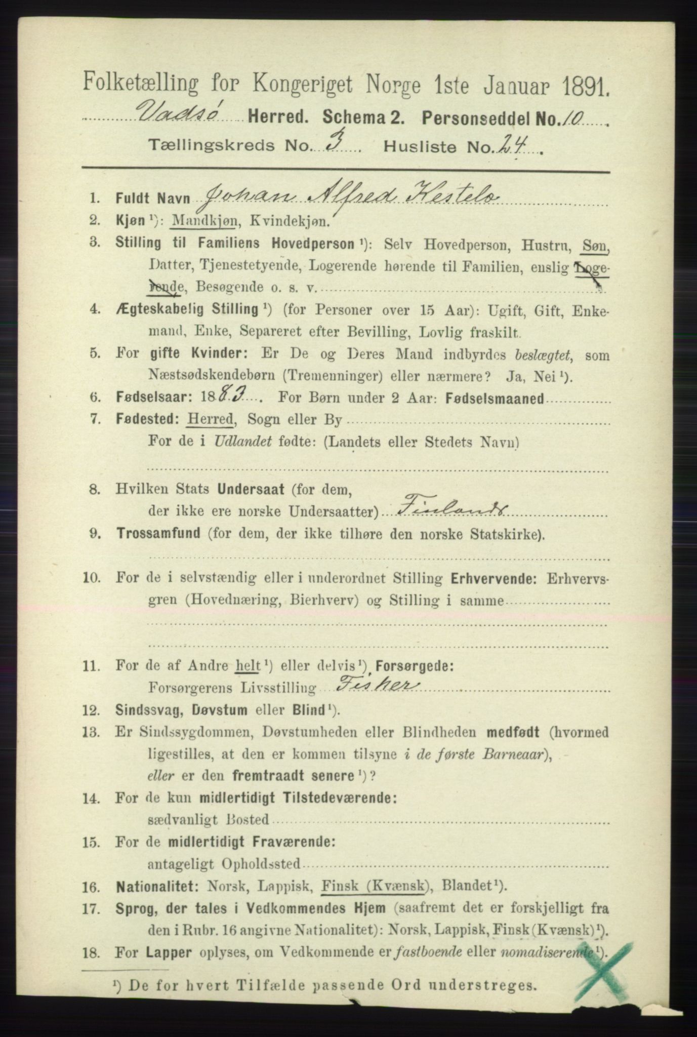 RA, 1891 census for 2029 Vadsø, 1891, p. 976