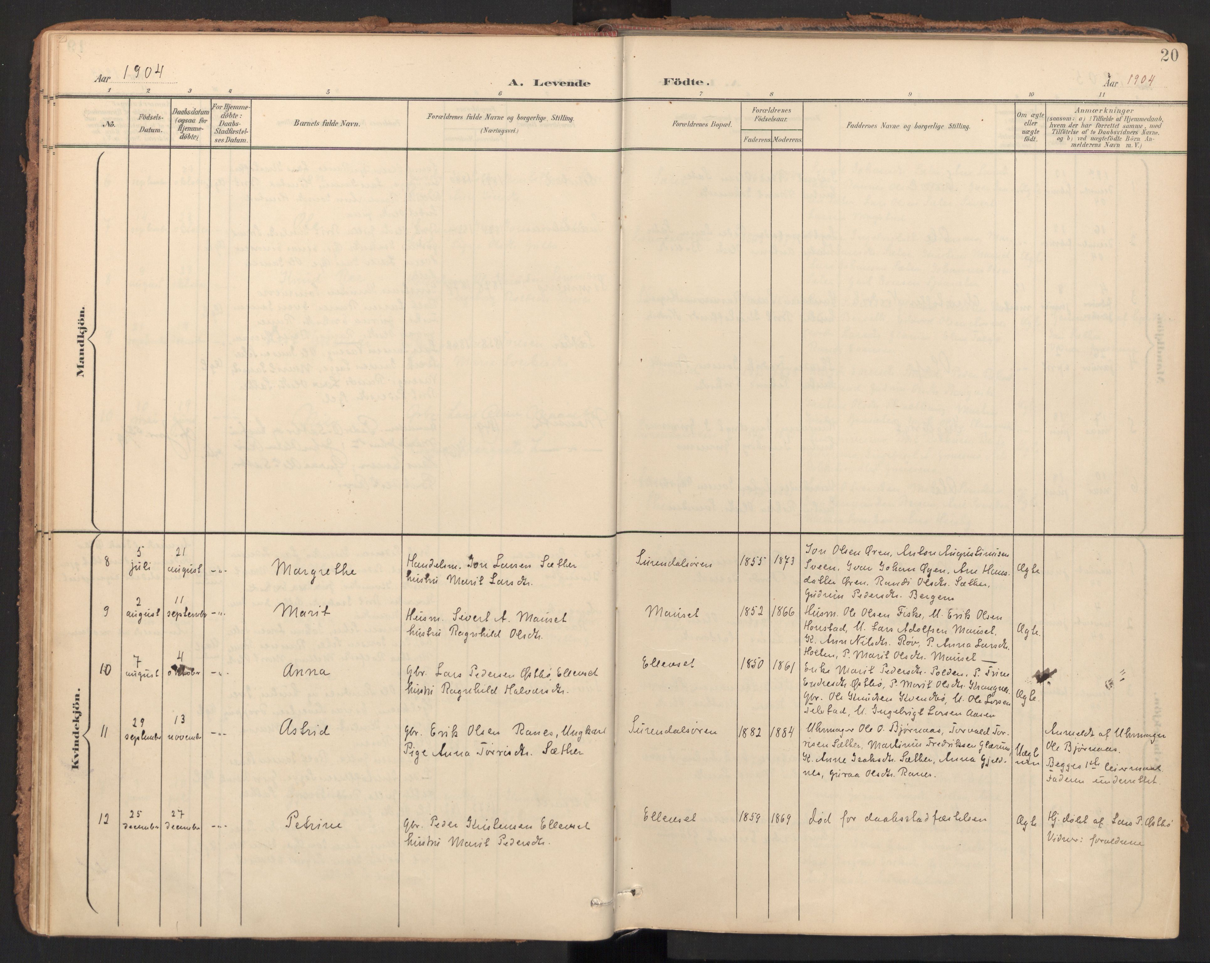 Ministerialprotokoller, klokkerbøker og fødselsregistre - Møre og Romsdal, AV/SAT-A-1454/596/L1057: Parish register (official) no. 596A02, 1900-1917, p. 20