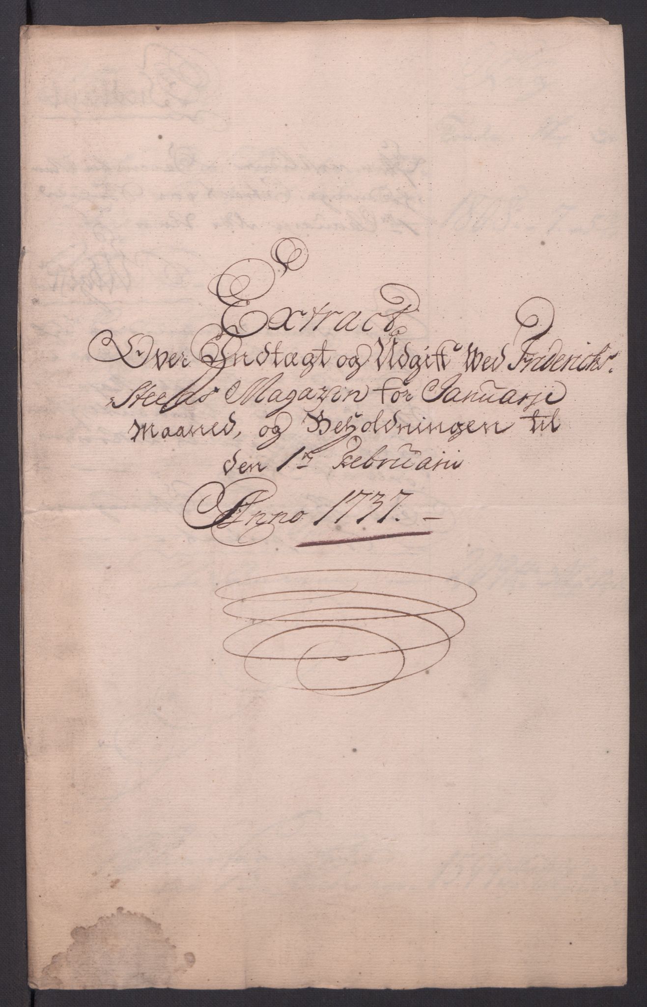 Kommanderende general (KG I) med Det norske krigsdirektorium, AV/RA-EA-5419/D/L0154: Fredriksten festning: Brev, inventarfortegnelser og regnskapsekstrakter, 1730-1739, p. 524