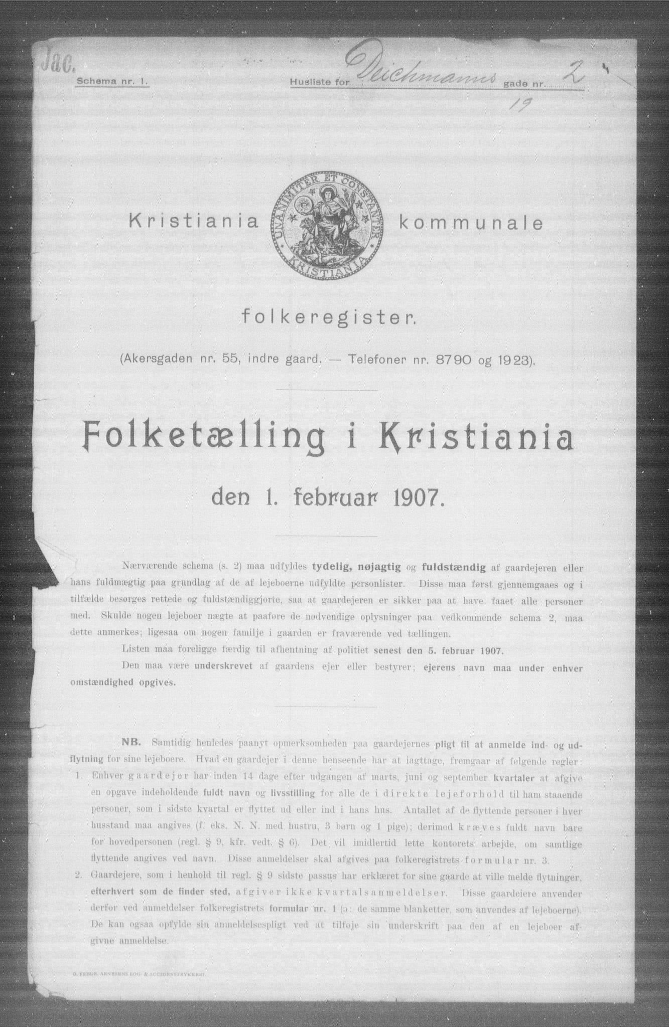 OBA, Municipal Census 1907 for Kristiania, 1907, p. 7821