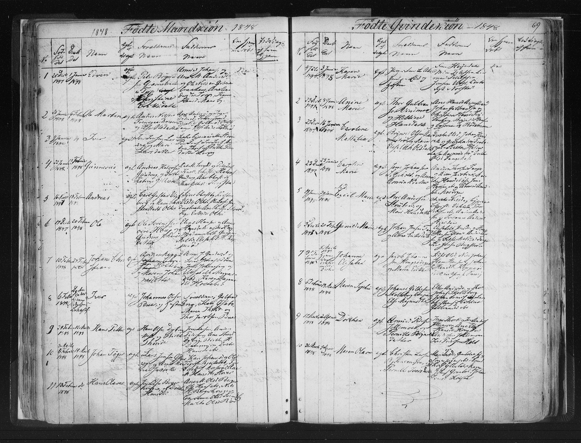 Aremark prestekontor Kirkebøker, SAO/A-10899/F/Fc/L0002: Parish register (official) no. III 2, 1834-1849, p. 69