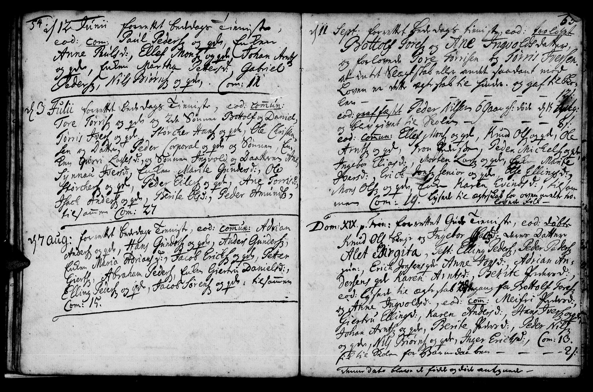 Ministerialprotokoller, klokkerbøker og fødselsregistre - Møre og Romsdal, AV/SAT-A-1454/574/L0875: Parish register (official) no. 574A01, 1733-1753, p. 54-55